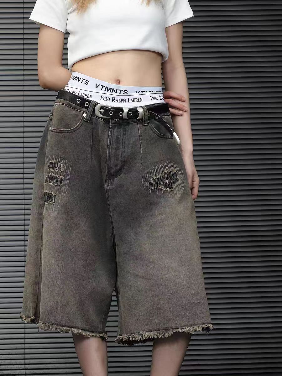 Japanese Brand vintage washed raw edge ripped patch denim shorts Size US 32 / EU 48 - 5 Thumbnail