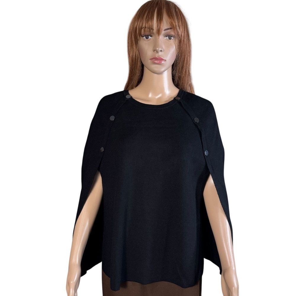 Chicos New Chico's Black Knit Sweater Cape Size XXS/XS Size XS / US 0-2 / IT 36-38 - 3 Thumbnail