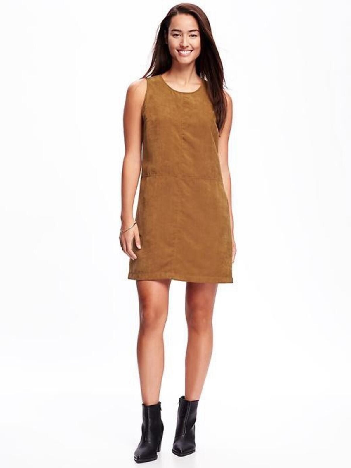 Old Navy Womens Old Navy Brown Suede-like Shift Dress Size SP Size S / US 4 / IT 40 - 1 Thumbnail