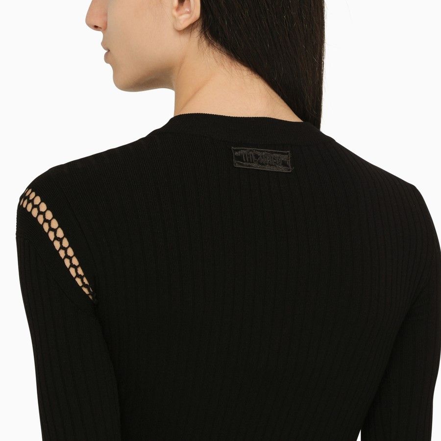 The Attico o1d2blof1024 Ribbed Cut-Out Midi Dress in Black Size XS / US 0-2 / IT 36-38 - 4 Thumbnail