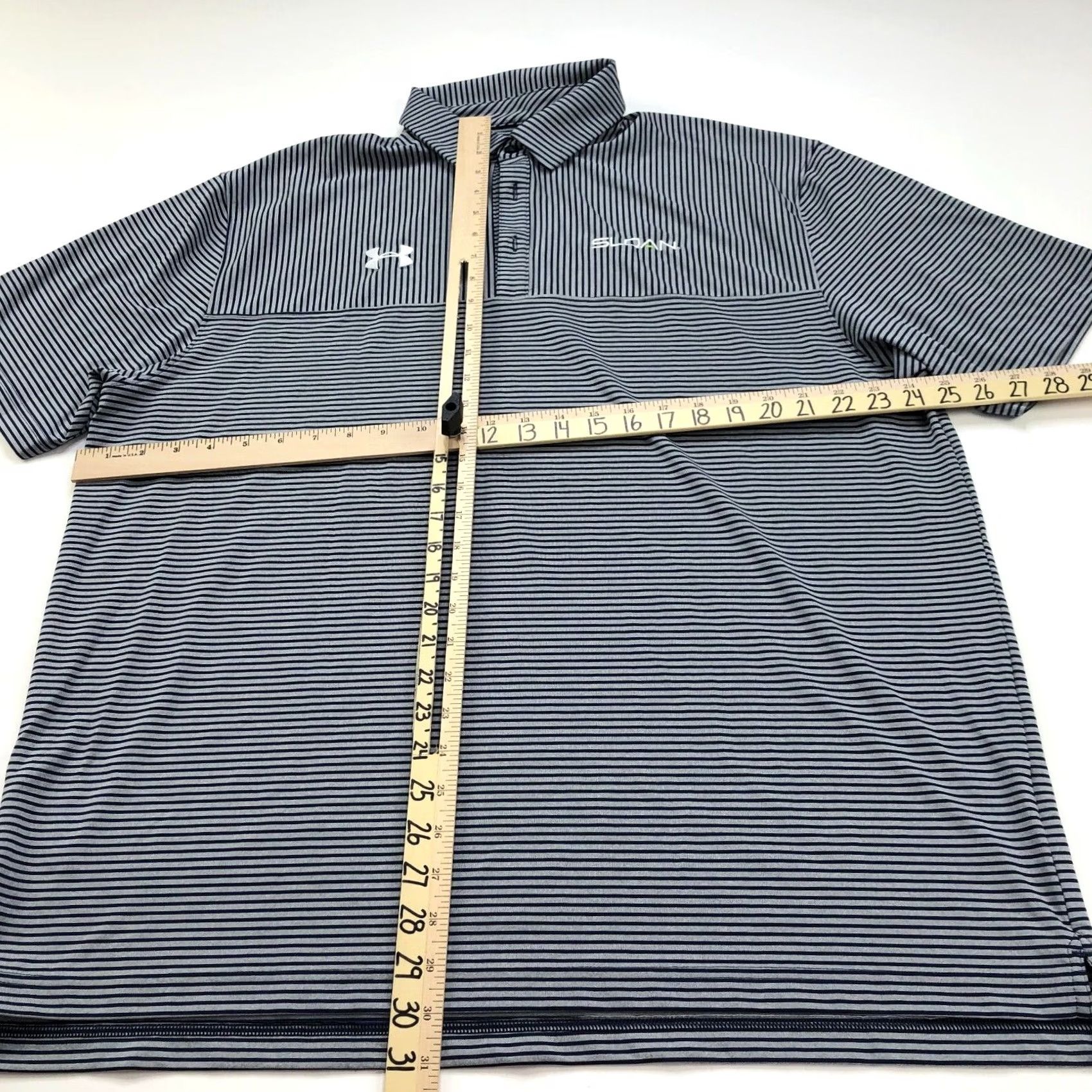 Under Armour VINTAGE? Under Armour XL LOGO Polo Shirt - Striped HeatGear Golf Button Polo Shirt Men XL Blue Size US XL / EU 56 / 4 - 2 Thumbnail