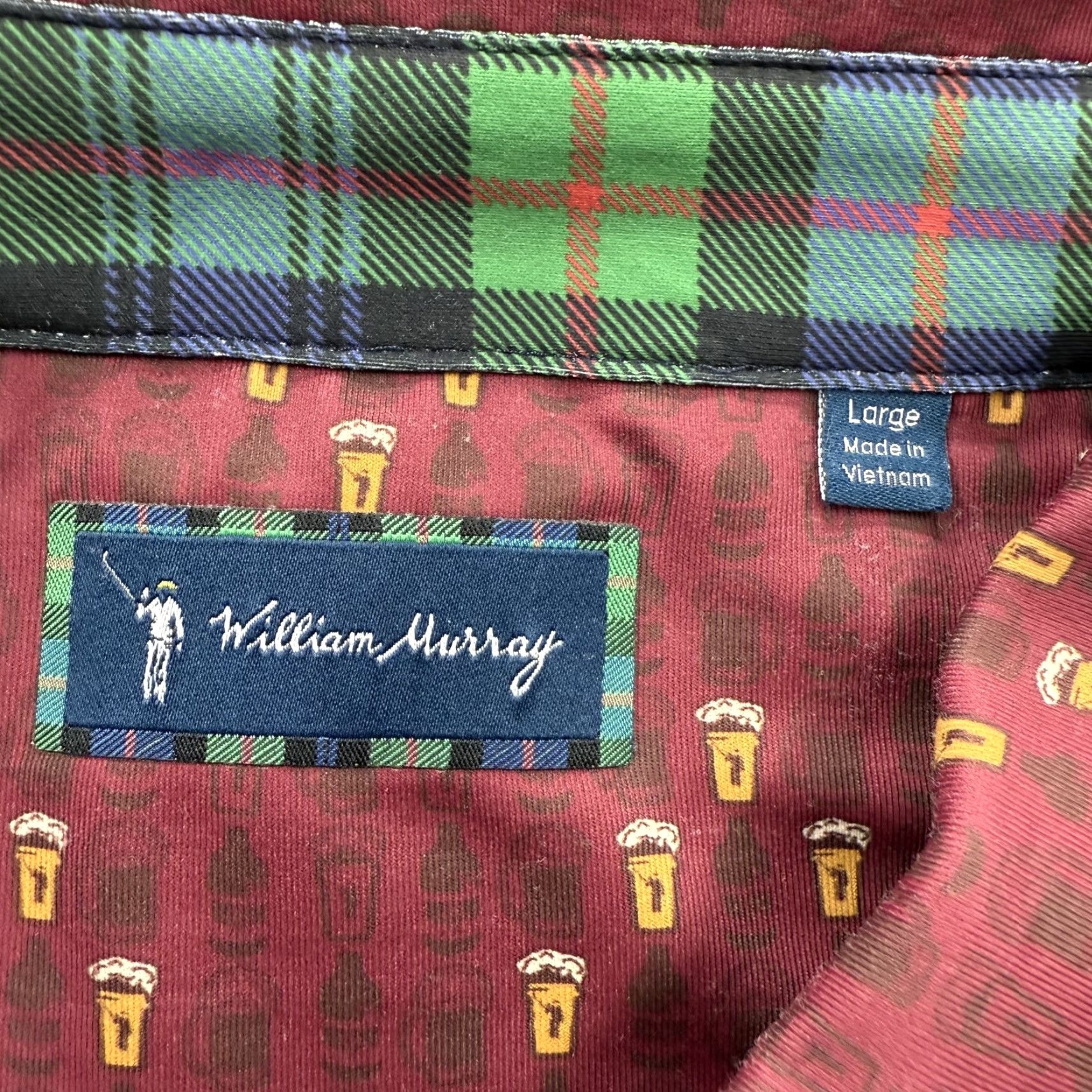 Vintage William Murray Polo Shirt Mens L Burgundy Beer Glass Pattern Golf Button Up Shirt Mens L Burgundy Beer Glass Pattern Golf Button Up Size US L / EU 52-54 / 3 - 3 Thumbnail