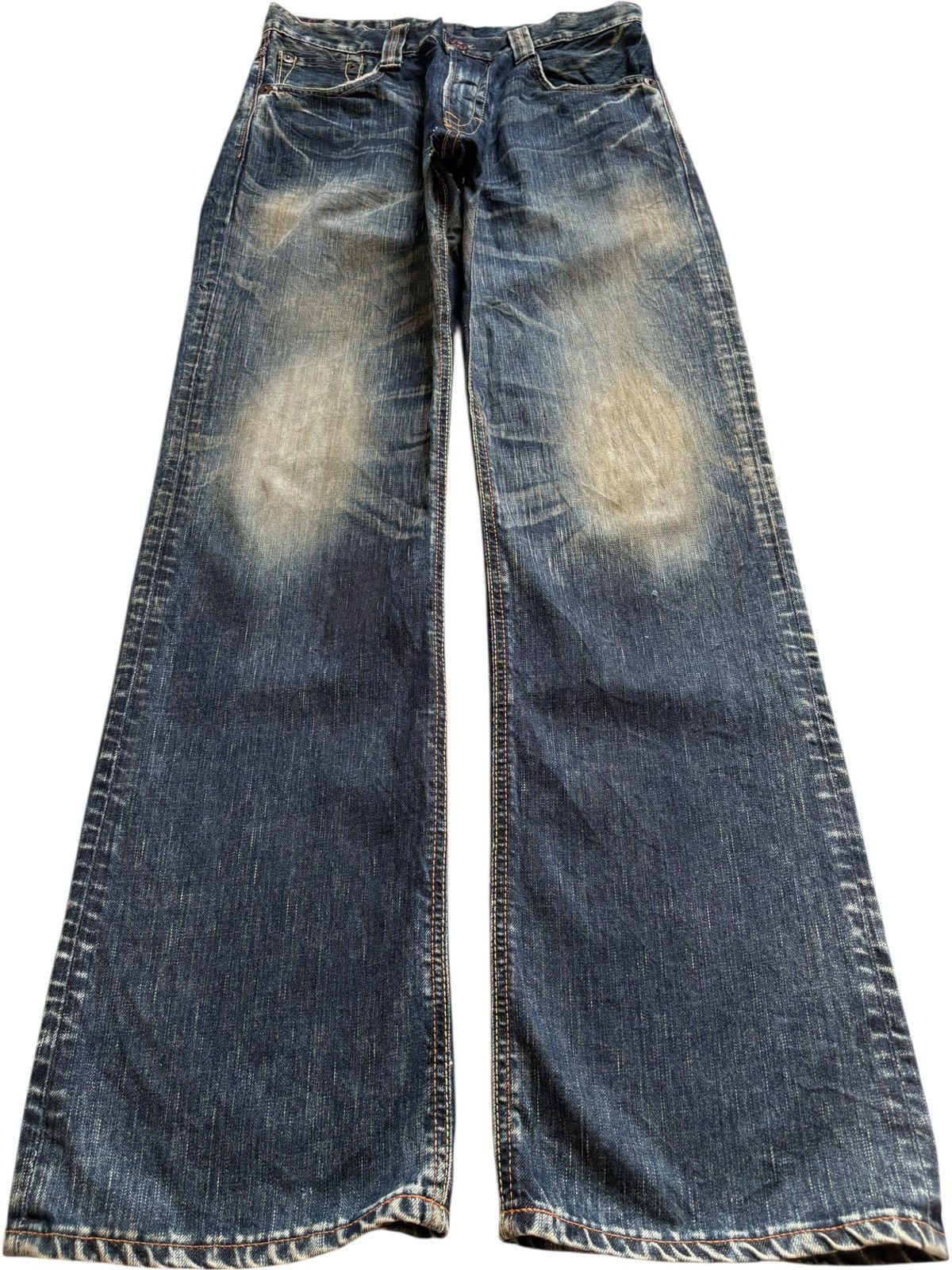 Edwin Vintage Edwin Blue Trip Mud Wash Distress Flare Jeans Size US 30 / EU 46 - 1 Thumbnail