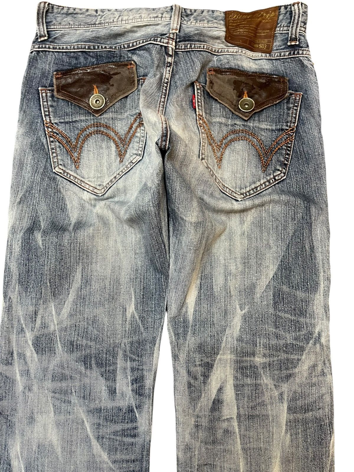 Edwin Vintage Edwin 503 Blue Trip Stonewash/Acidwash Denim Size US 35 - 7 Thumbnail