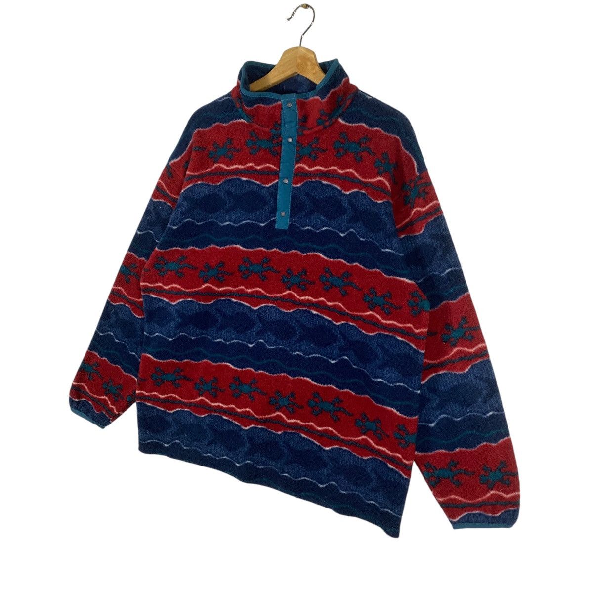 L.L. Bean × Patagonia Vintage L.L. Bean Red Multi Fleece Half Button Size US M / EU 48-50 / 2 - 4 Thumbnail