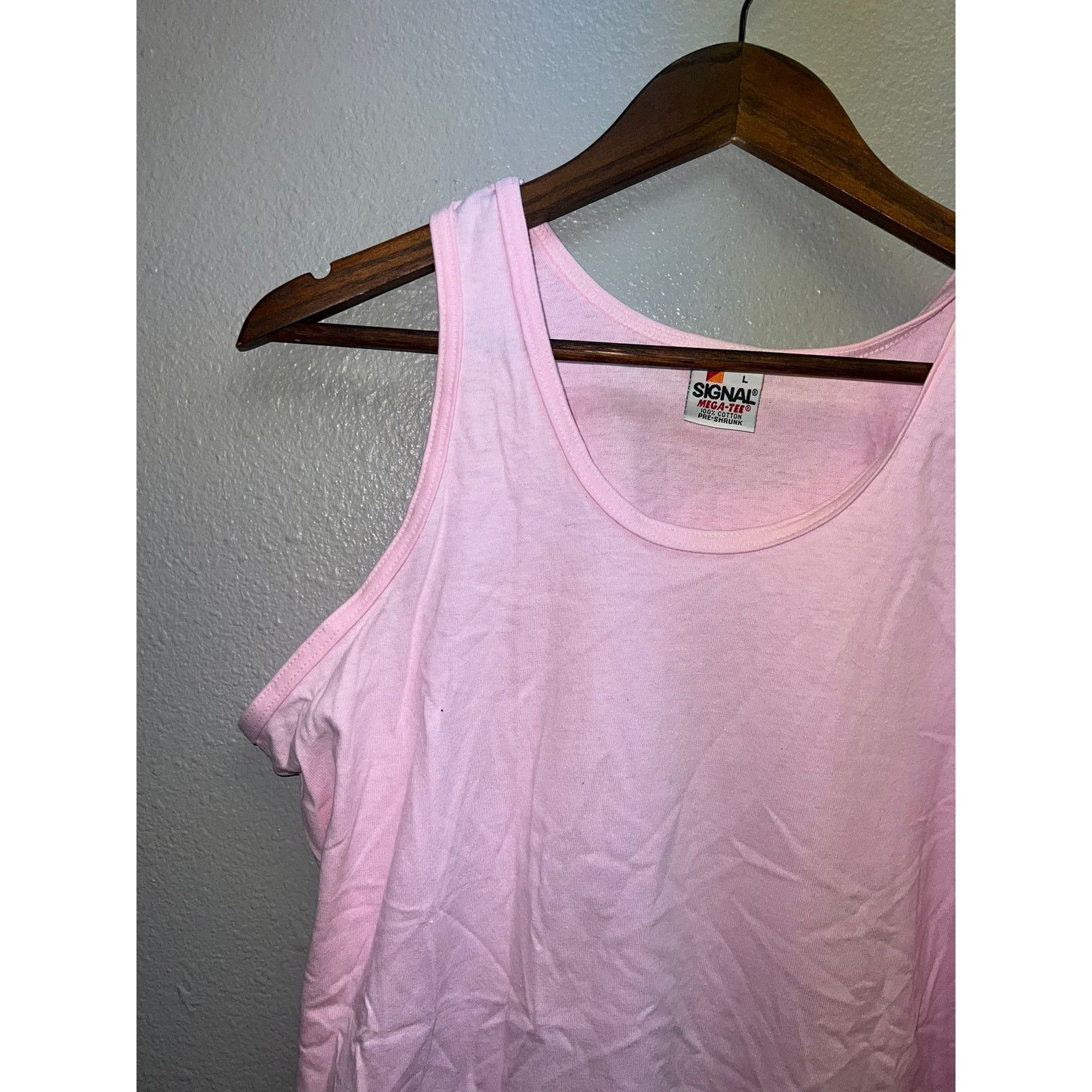 Signal Sport 80s Vintage Signal Mega-Tee Pink Blank Tank Shirt Top VTG L Size US L / EU 52-54 / 3 - 2 Thumbnail