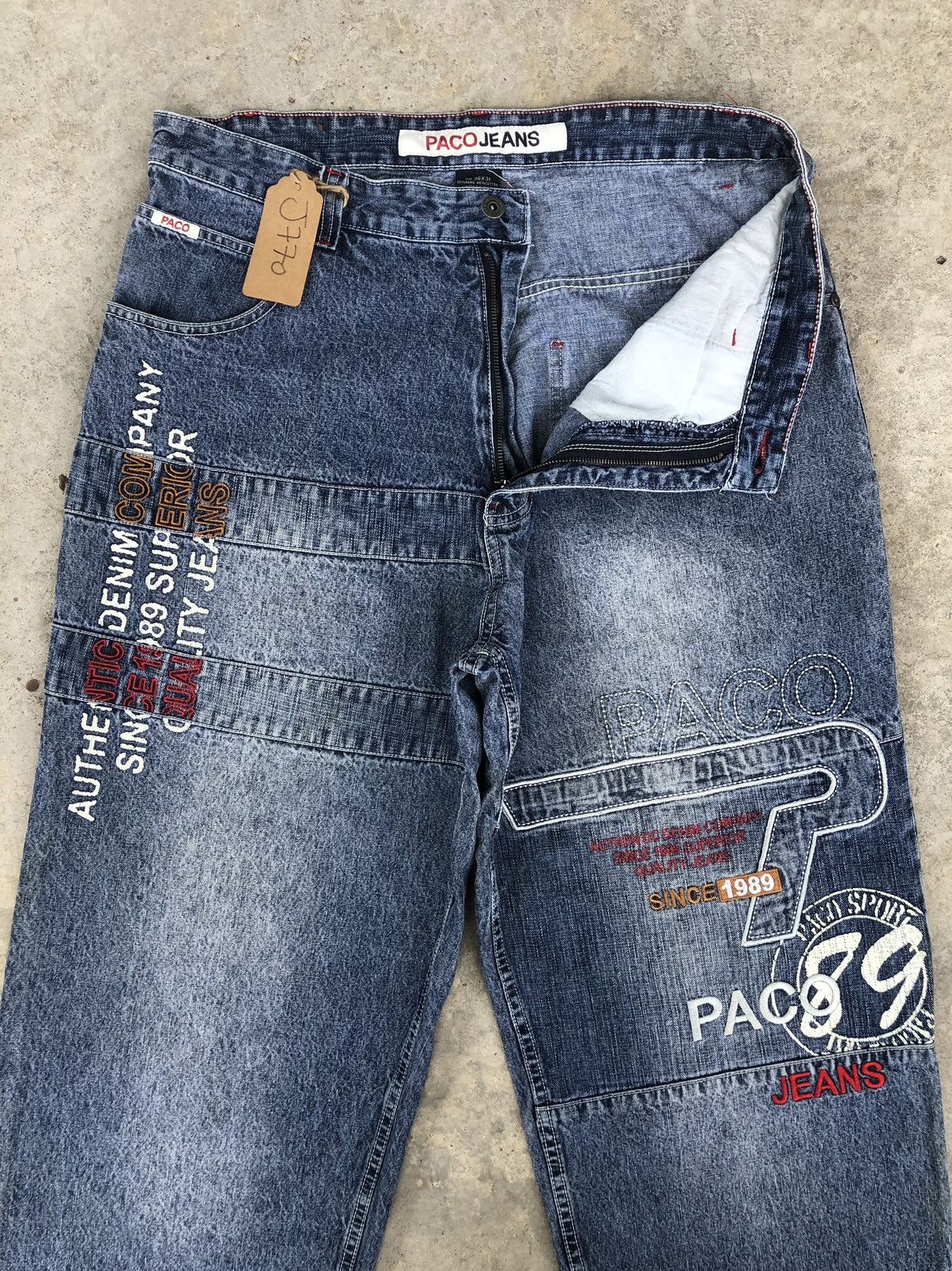 Japanese Brand Vintage Paco Embroidered Jeans Baggy Jeans Hip Hop Size US 36 / EU 52 - 3 Thumbnail