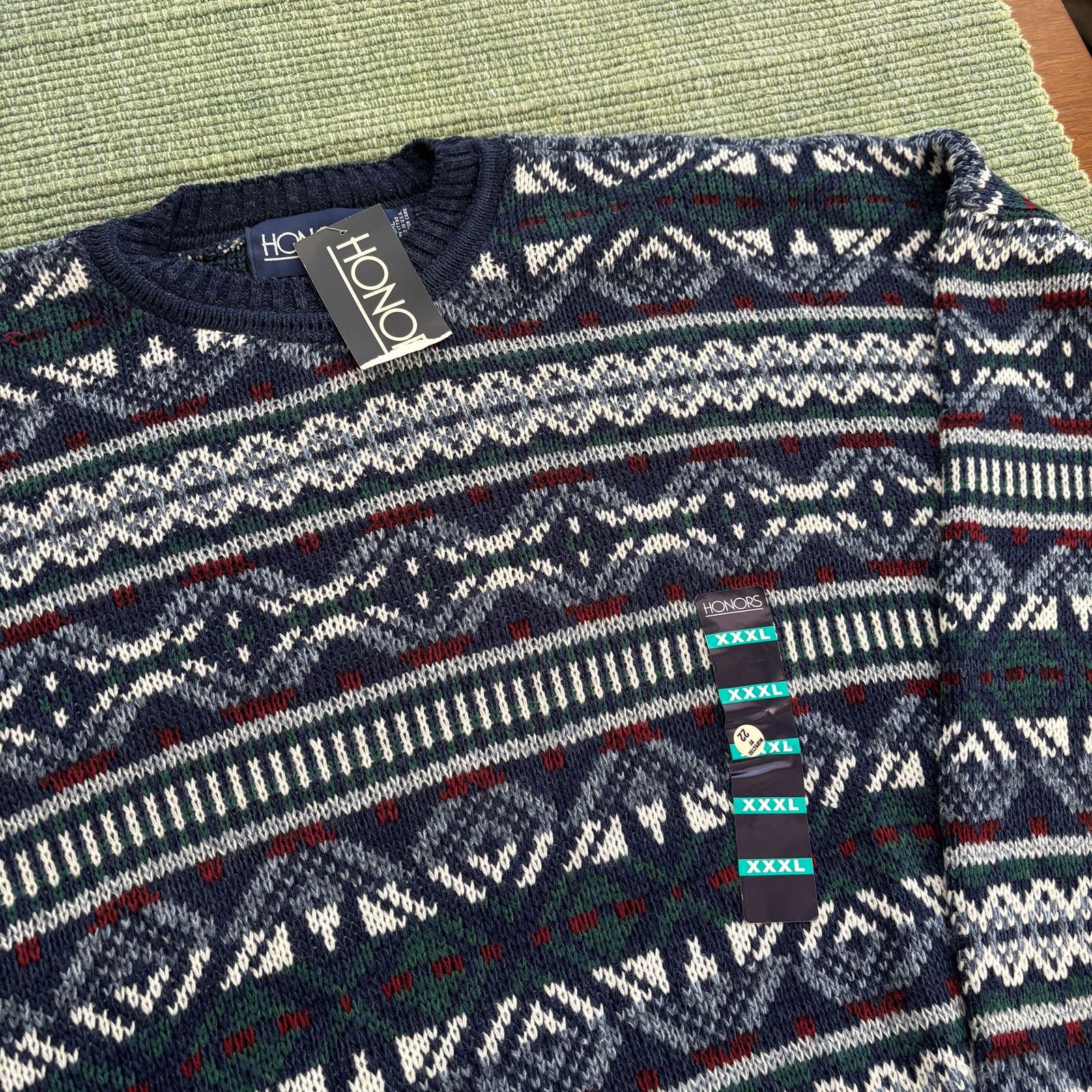 Vintage Deadstock Vintage Honors blue knit acrylic sweater XXXL Size US XXL / EU 58 / 5 - 2 Thumbnail