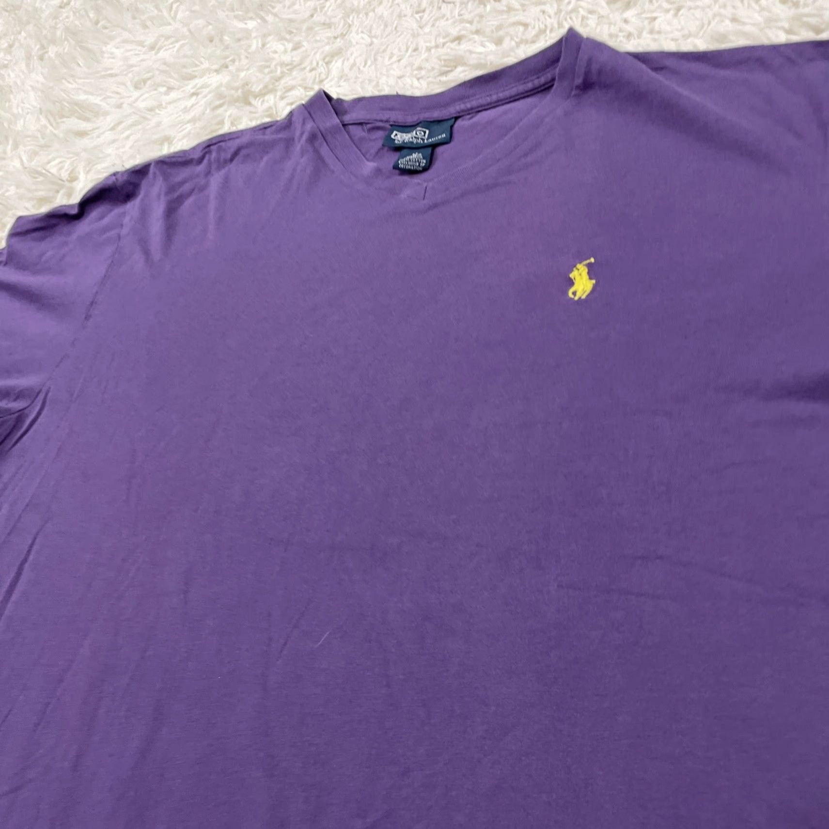 Polo Ralph Lauren VINTAGE POLO RALPH LAUREN Shirt Men L Purple V Tee 90s Single Stitch Polo Ralph Lauren Logo Embroidered Old Money Purple V-Neck T-Shirt Mens L Size US L / EU 52-54 / 3 - 4 Thumbnail