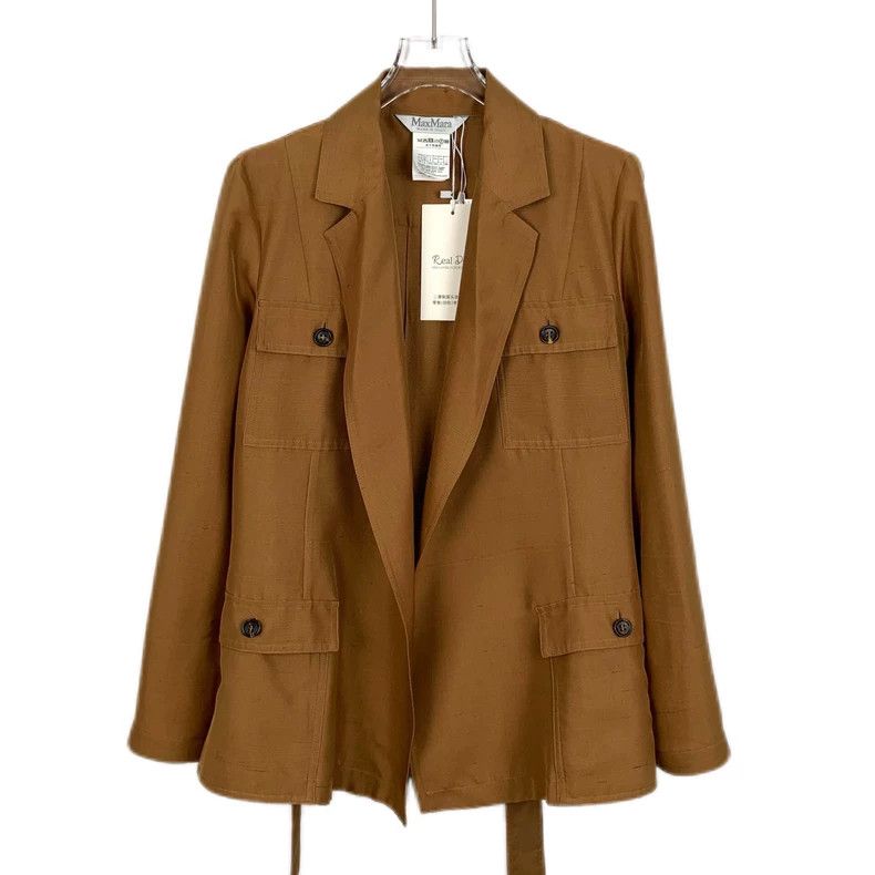 Max Mara Max Mara Brown mulberry silk lapel belt suit jacket Size XS / US 0-2 / IT 36-38 - 1 Thumbnail