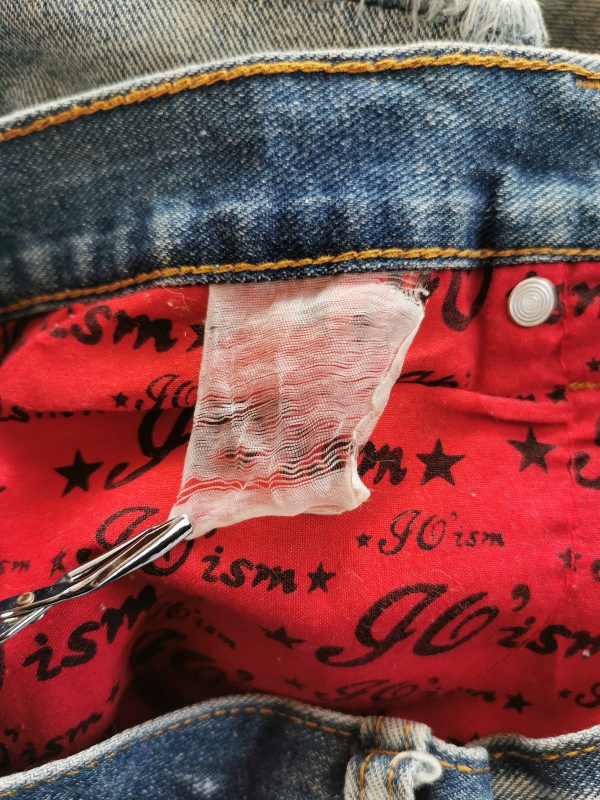 Japanese Brand Joism Japan Red Patchwork Denim Jeans Size US 30 / EU 46 - 9 Thumbnail