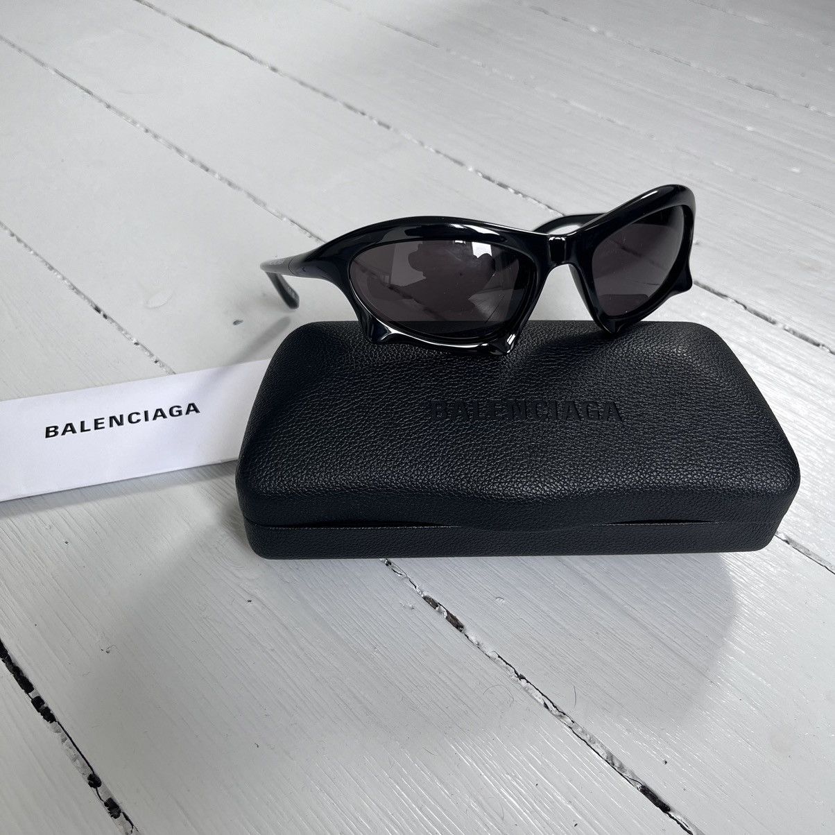 image of Balenciaga Bat Rectangle Sunglasses In Black Summer 22, Men's