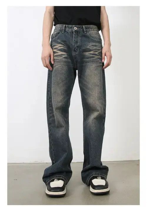 Jean American high street retro distressed loose flared jeans Size US 32 / EU 48 - 2 Thumbnail