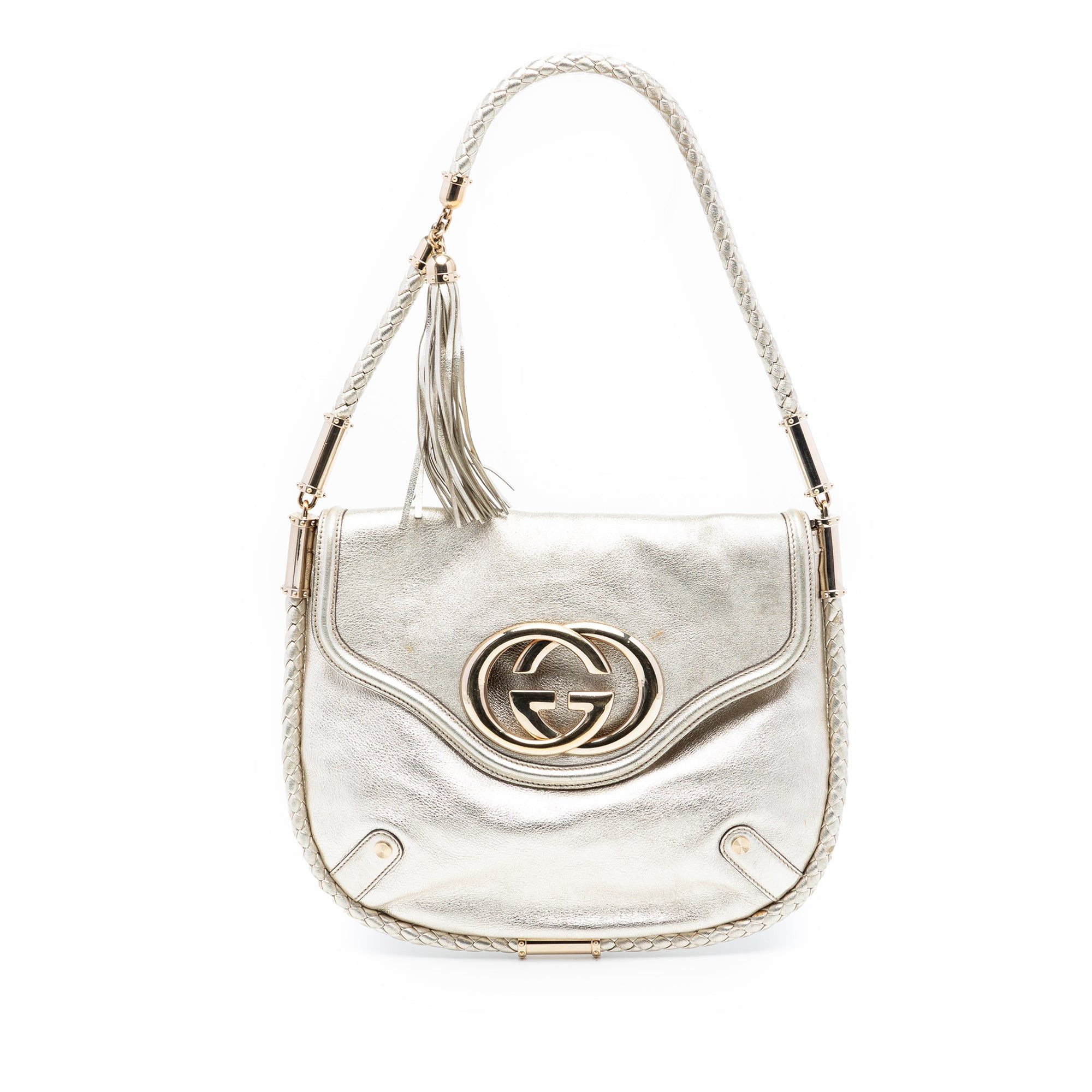 Gucci Medium Metallic Calfskin Britt Tassel Flap Shoulder Bag Size ONE SIZE - 1 Thumbnail