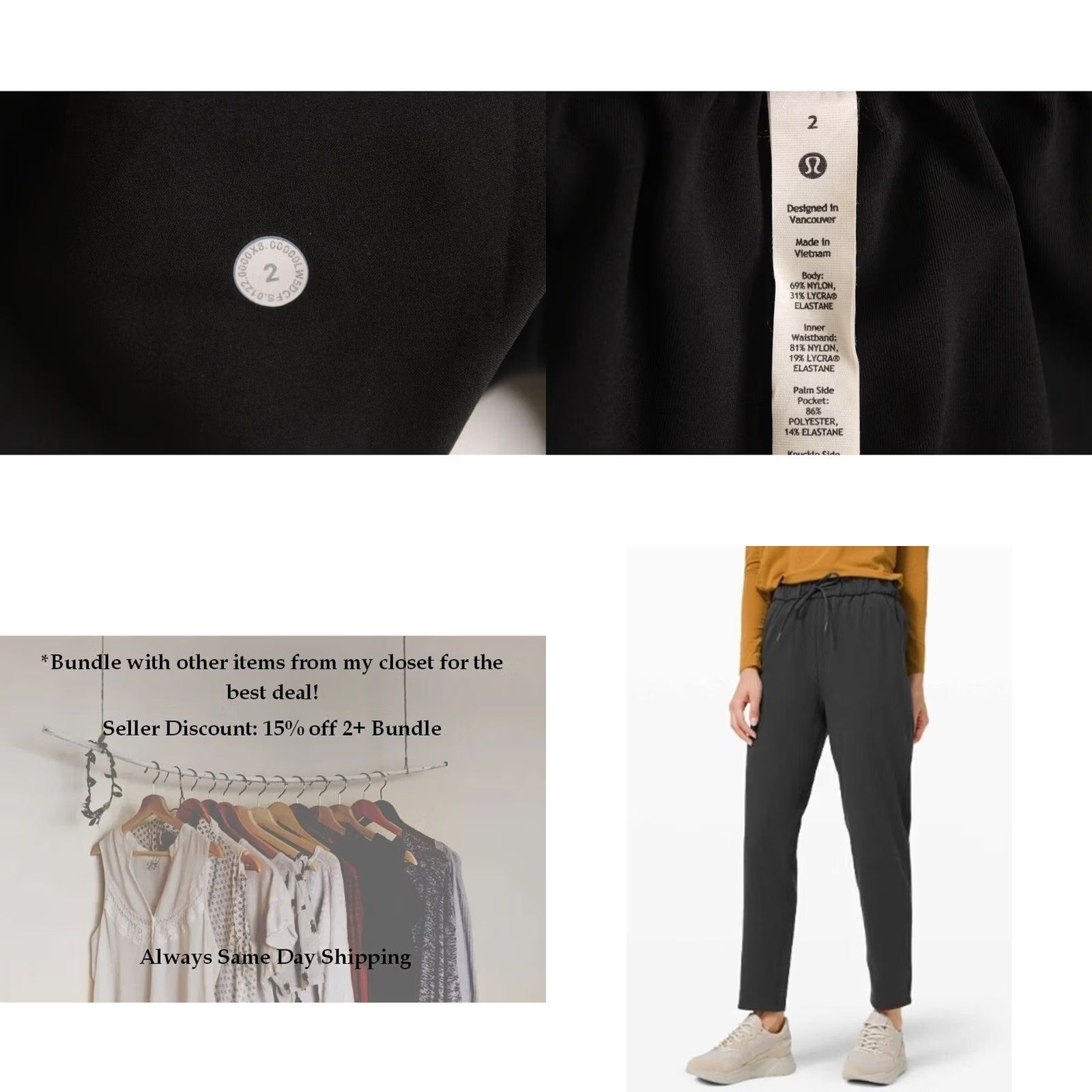 Lululemon Lululemon Women's Pants 2 Jogger 7/8 High-Rise Black Travel Slim Tapered Nulu Gym & Training, Running & Jogging, Walking Mens Womens Girls Boys Size 26" / US 2 / IT 38 - 8 Thumbnail