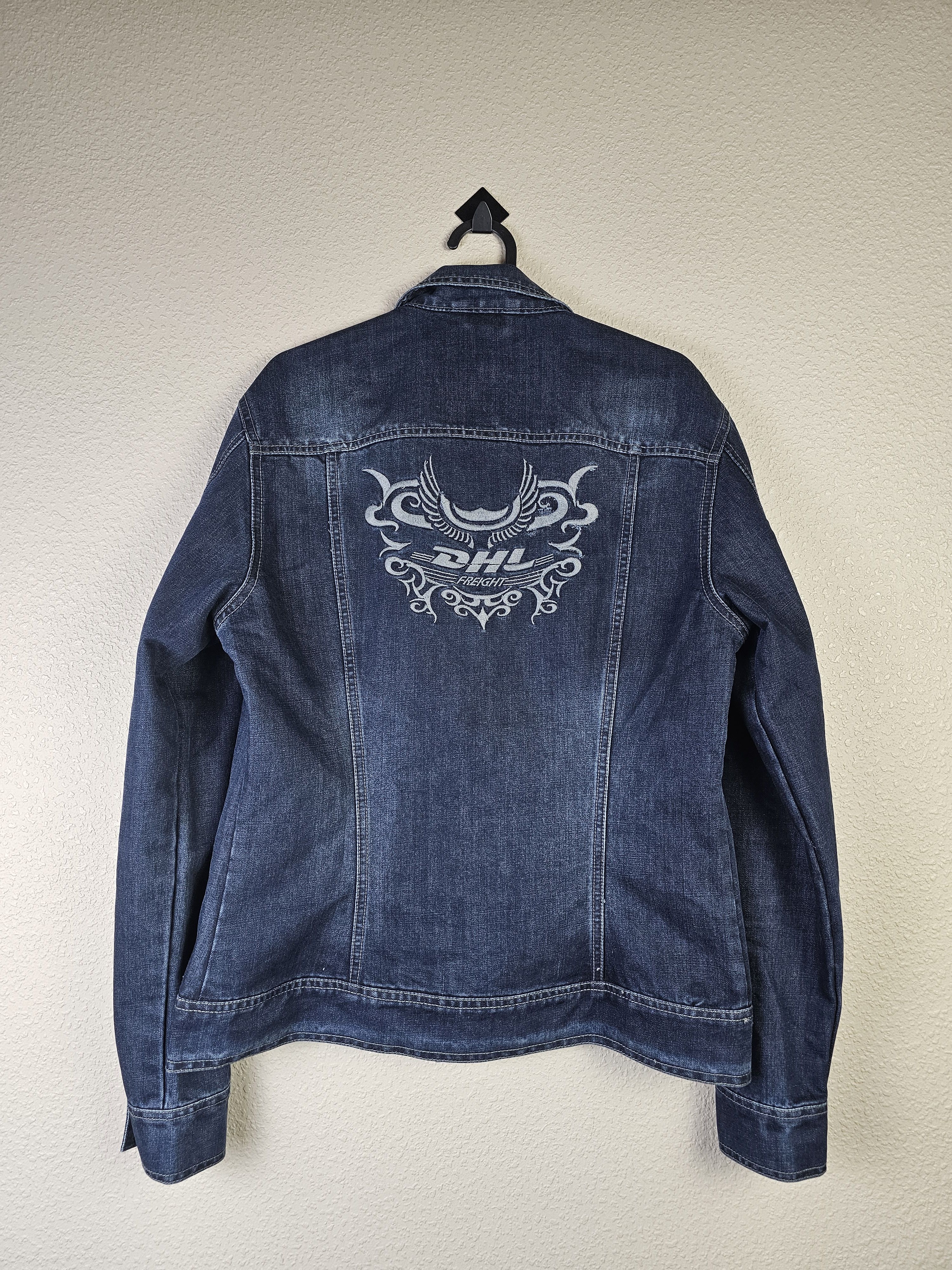 DHL Vintage Y2K DHL Embroidered Denim Jacket (Vetements Style) Size L / US 10 / IT 46 - 3 Thumbnail