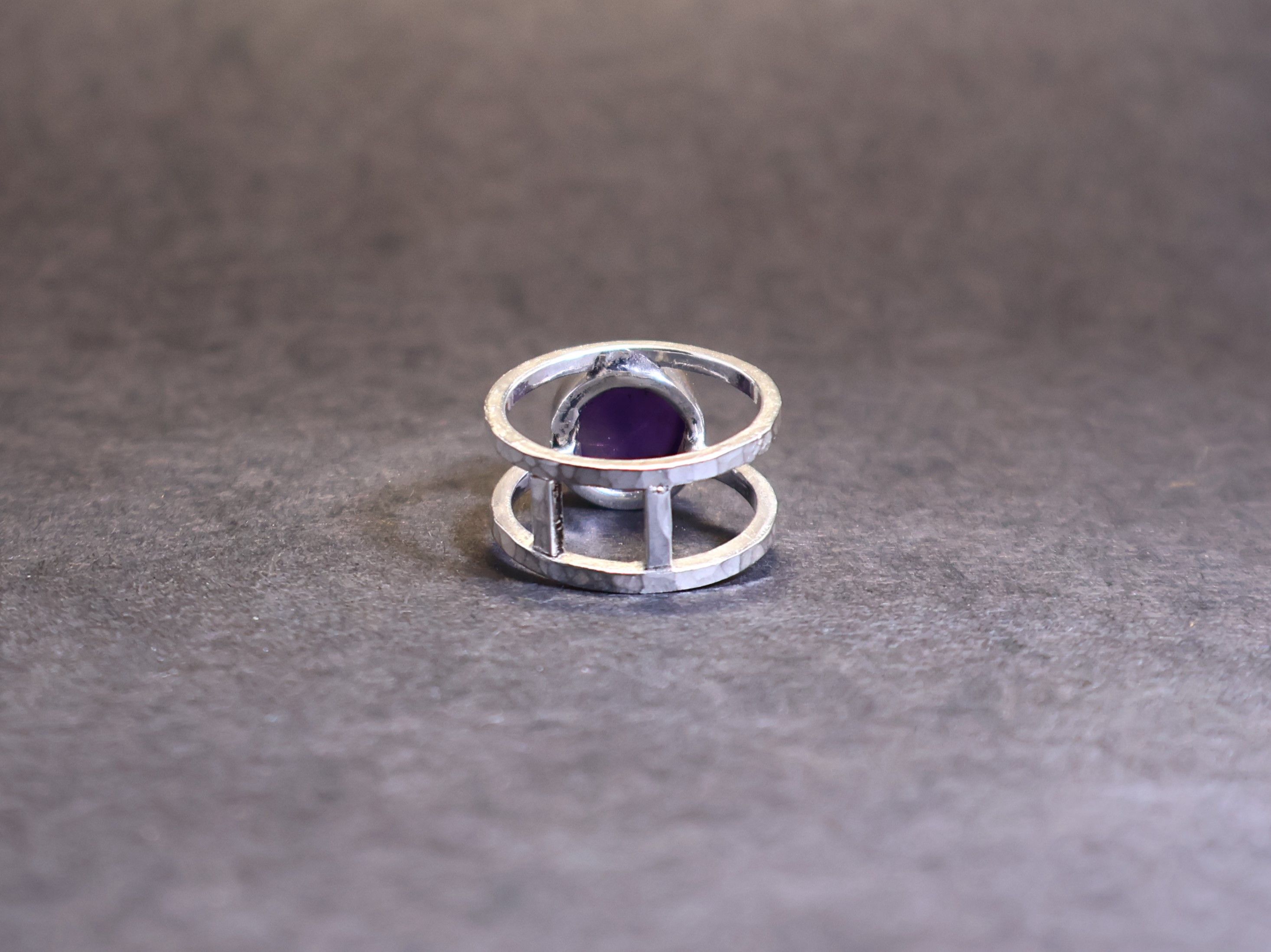 Handmade Amethyst Ring, Double Band, Sterling Silver, Purple Amethyst Size ONE SIZE - 6 Thumbnail