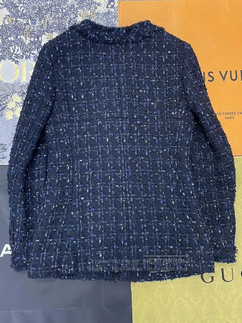 Chanel Chanel Blue Tweed Zip Jacket. Size US M / EU 48-50 / 2 - 3 Thumbnail