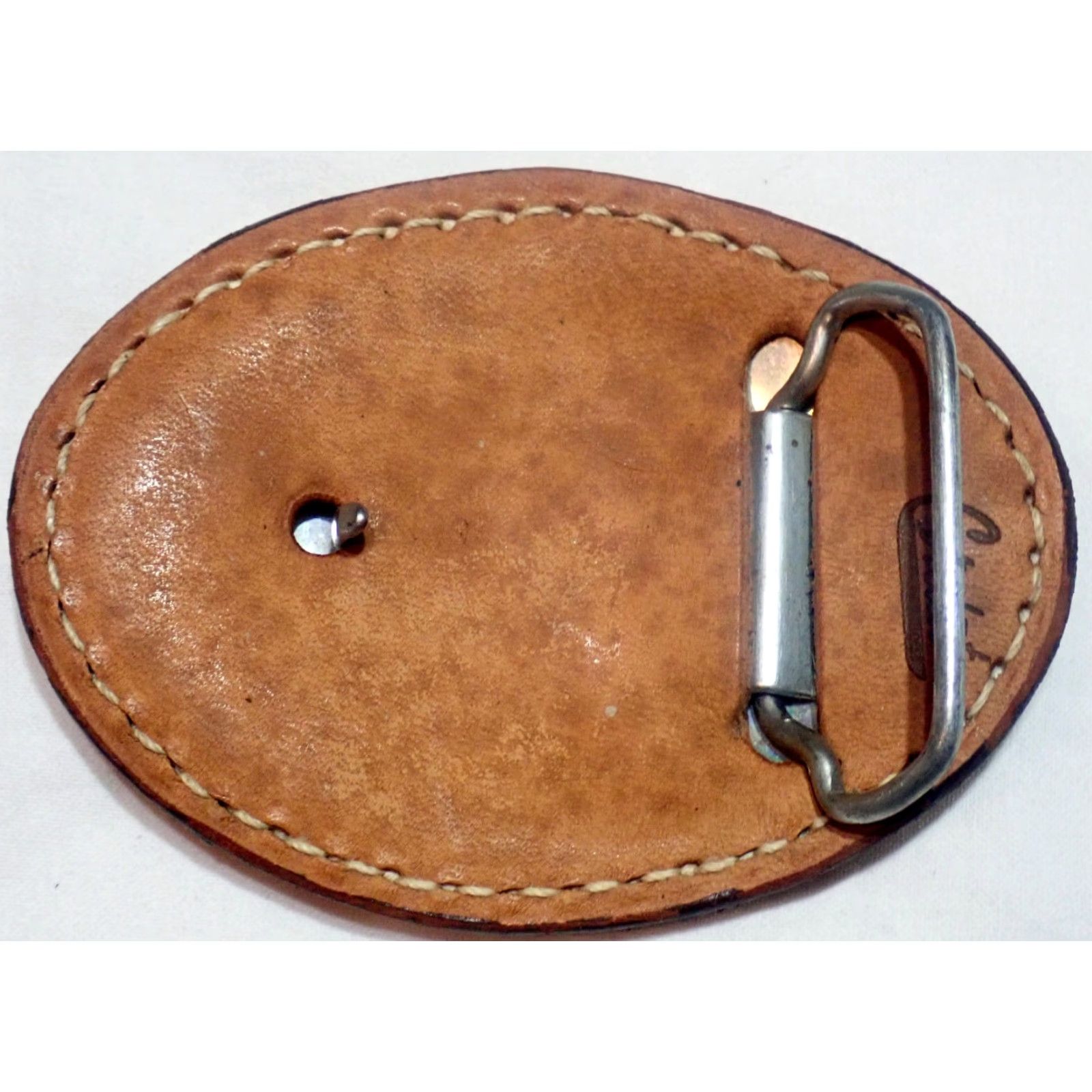 Vintage VINTAGE Cardat Snakeskin Reptile Skin Leather Oval Belt Buckle Only Cowboy Western Unisex Adult Brown 1990s Size ONE SIZE - 7 Thumbnail