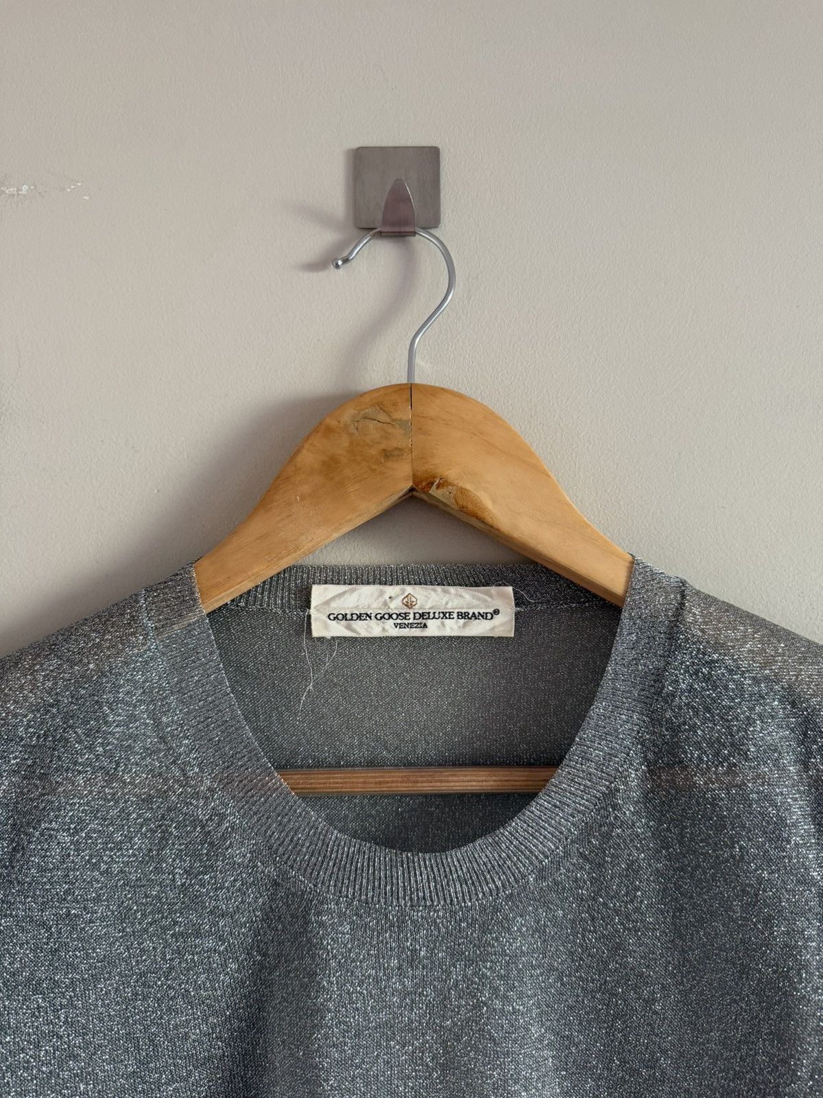 Golden Goose Golden Goose Metallic Sheer Knit Tee Silver Size S / US 4 / IT 40 - 2 Thumbnail