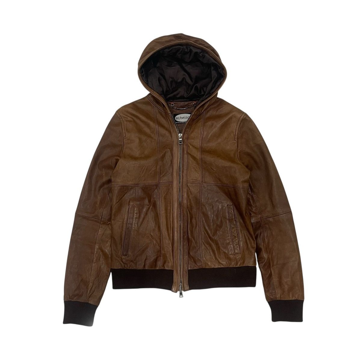 Beams Plus Vintage Beams Lamb Leather Hoodie Jacket Size S / US 4 / IT 40 - 1 Thumbnail