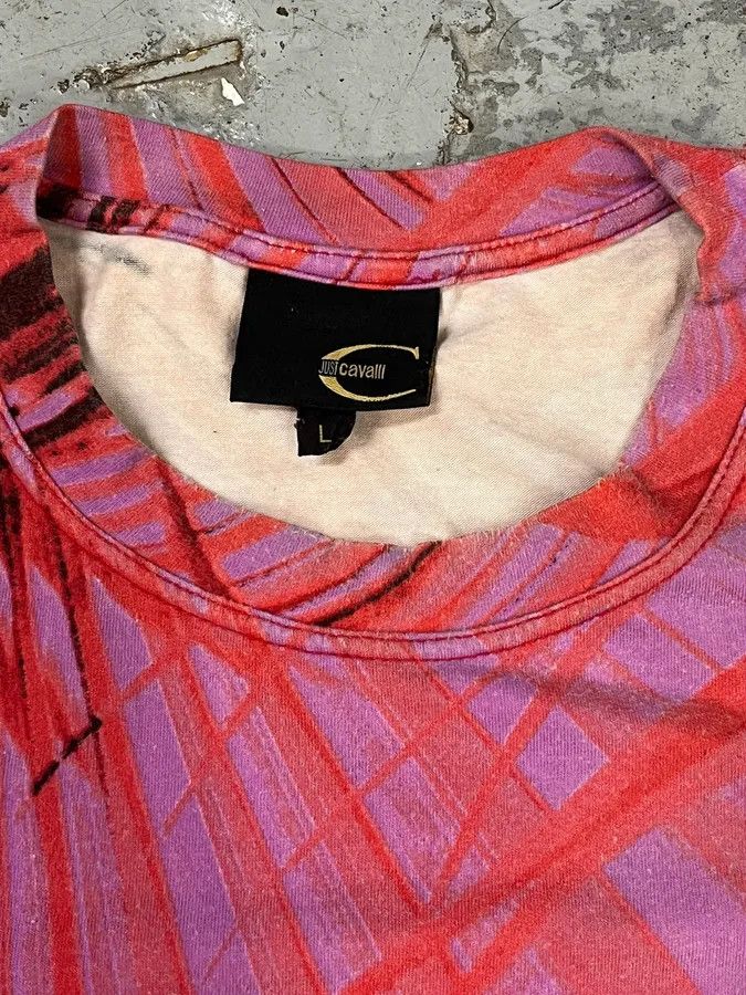 Designer × Just Cavalli × Vintage 2000s Cavalli Vegetation Pink T-Shirt Size US M / EU 48-50 / 2 - 5 Thumbnail