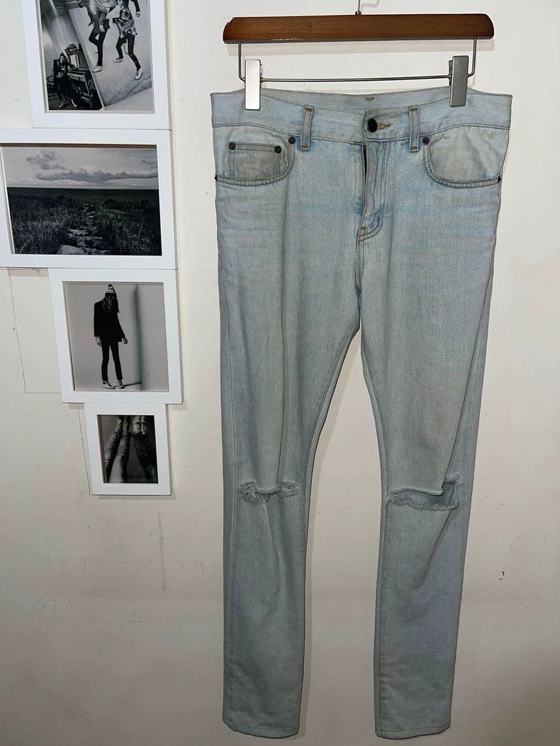 Yves Saint Laurent Saint Laurent 14ss Runway Light Blue Yellow Mud Dye Specia Size US 29 - 1 Thumbnail