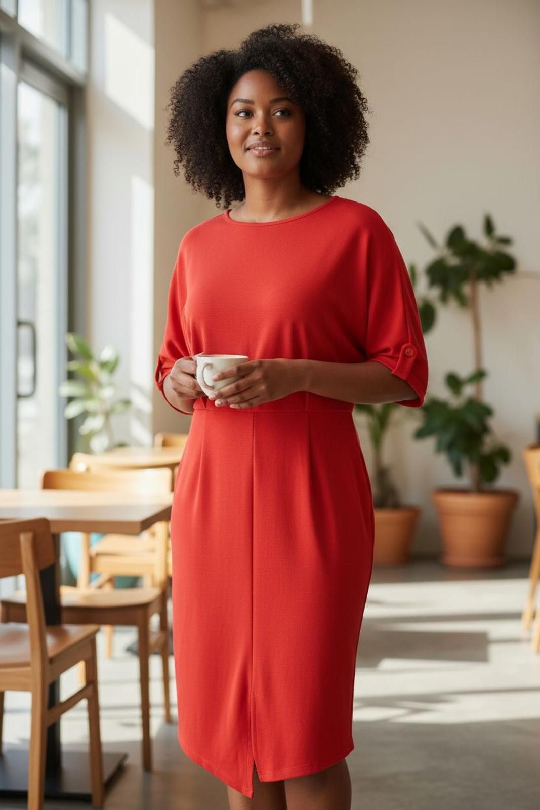 Boohoo Boohoo Women's Red Midi Dress with Short Sleeves Size XXL / US 16-18 / IT 52-54 - 2 Thumbnail