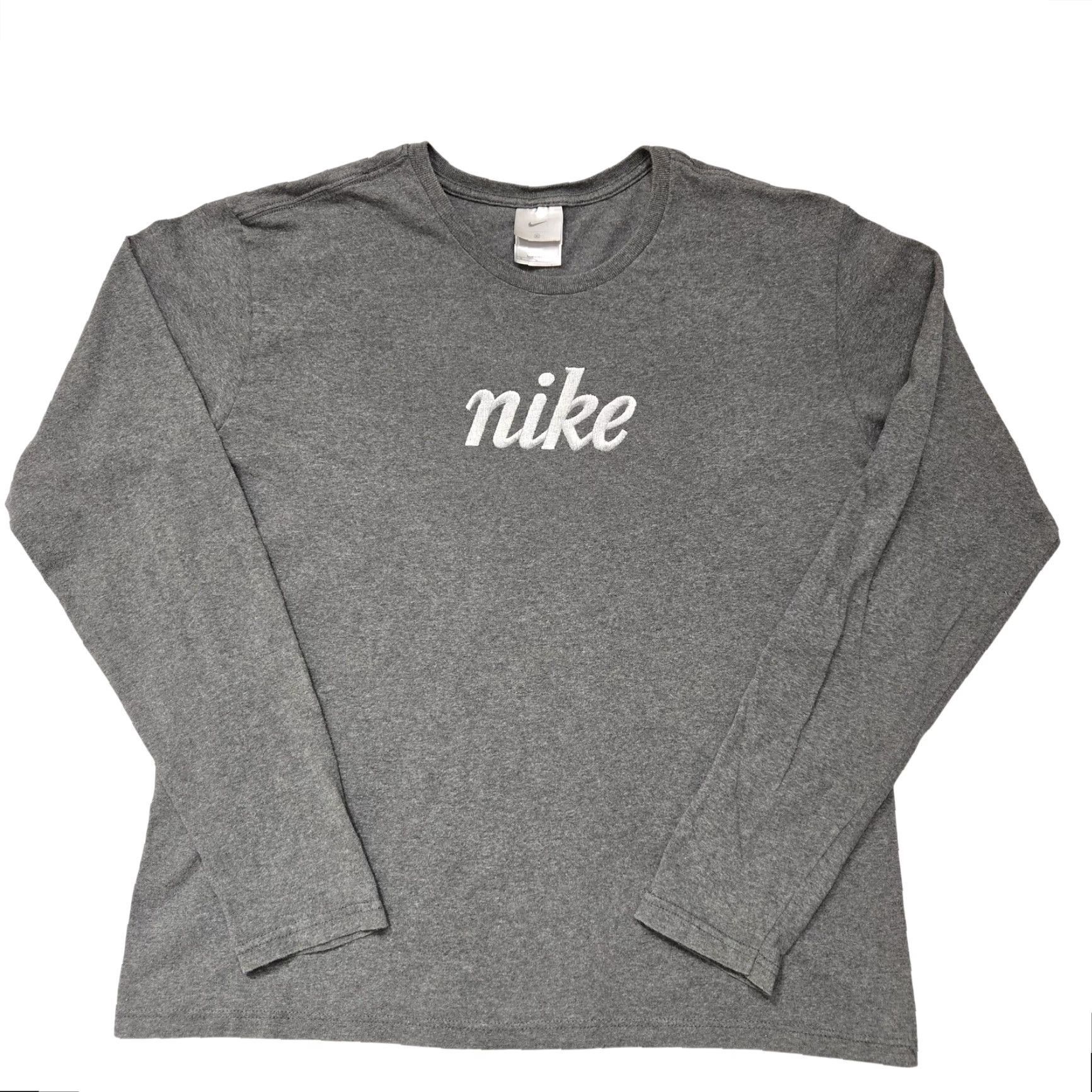Nike Nike Shirt Mens XL Gray Long Sleeve Crewneck Embroidered Spell Out Logo Cotton Size US XL / EU 56 / 4 - 2 Thumbnail