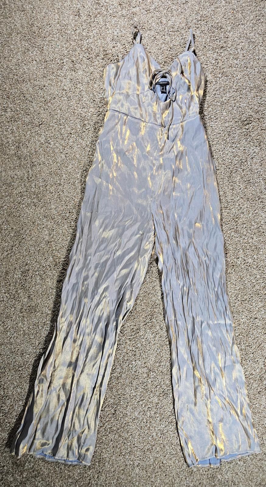 Forever 21 Forever 21 Long Jumpsuit Dusty Blue Medium NWT Size 32" / US 10 / IT 46 - 1 Thumbnail