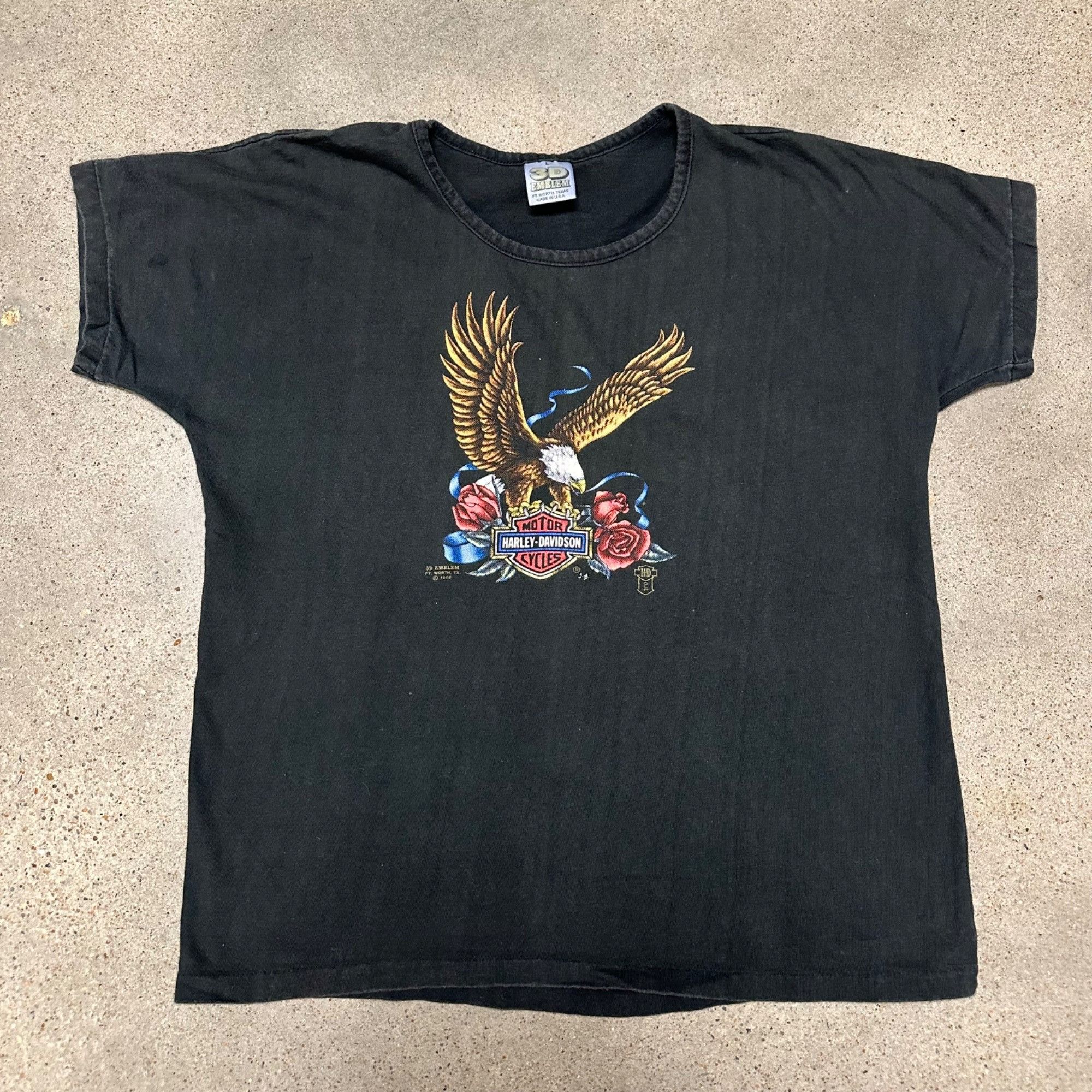 Harley Davidson × Vintage Vintage 1988 Women’s 3D Emblem Harley Davidson Shirt Size L / US 10 / IT 46 - 1 Thumbnail