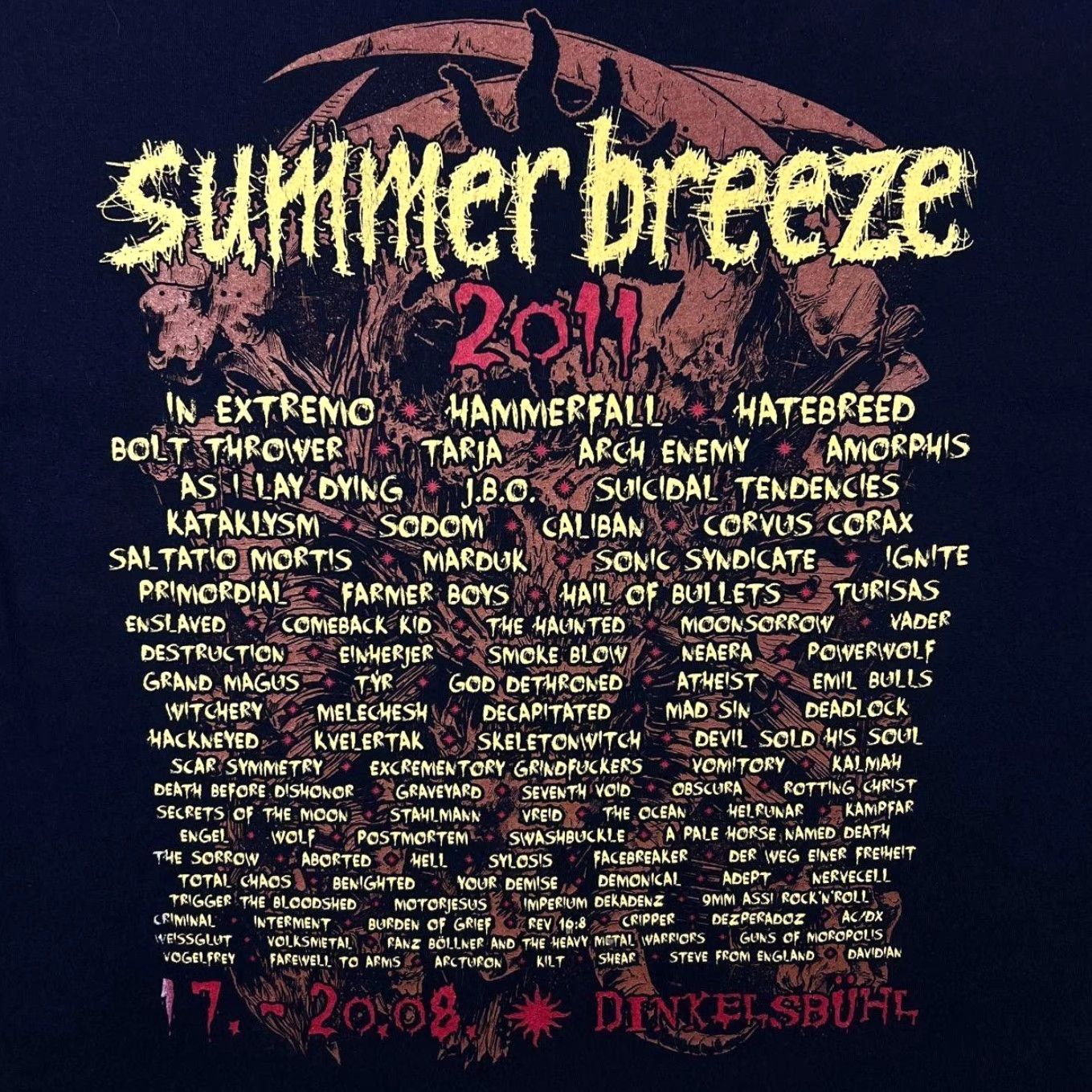 Vintage Summer Breeze Festival 2011 Hard Rock Heavy Metal Band Lineup Black T-Shirt L Mens Short Sleeve Cotton Shirt Size US L / EU 52-54 / 3 - 4 Thumbnail