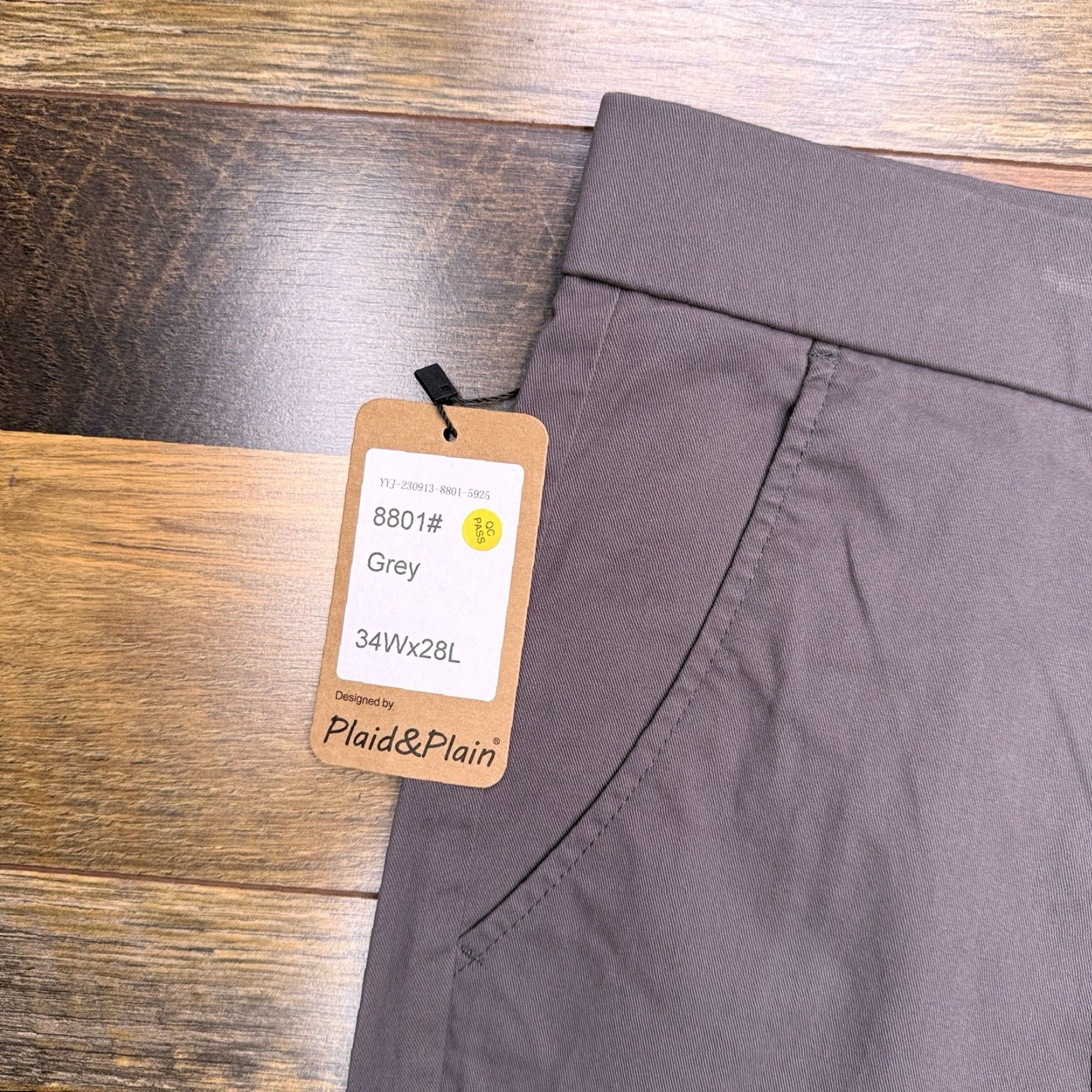 Vintage Plaid & Plain Slim Fit Pants Mens 34x28 Gray Mid Rise Stretch New Size US 34 / EU 50 - 4 Thumbnail