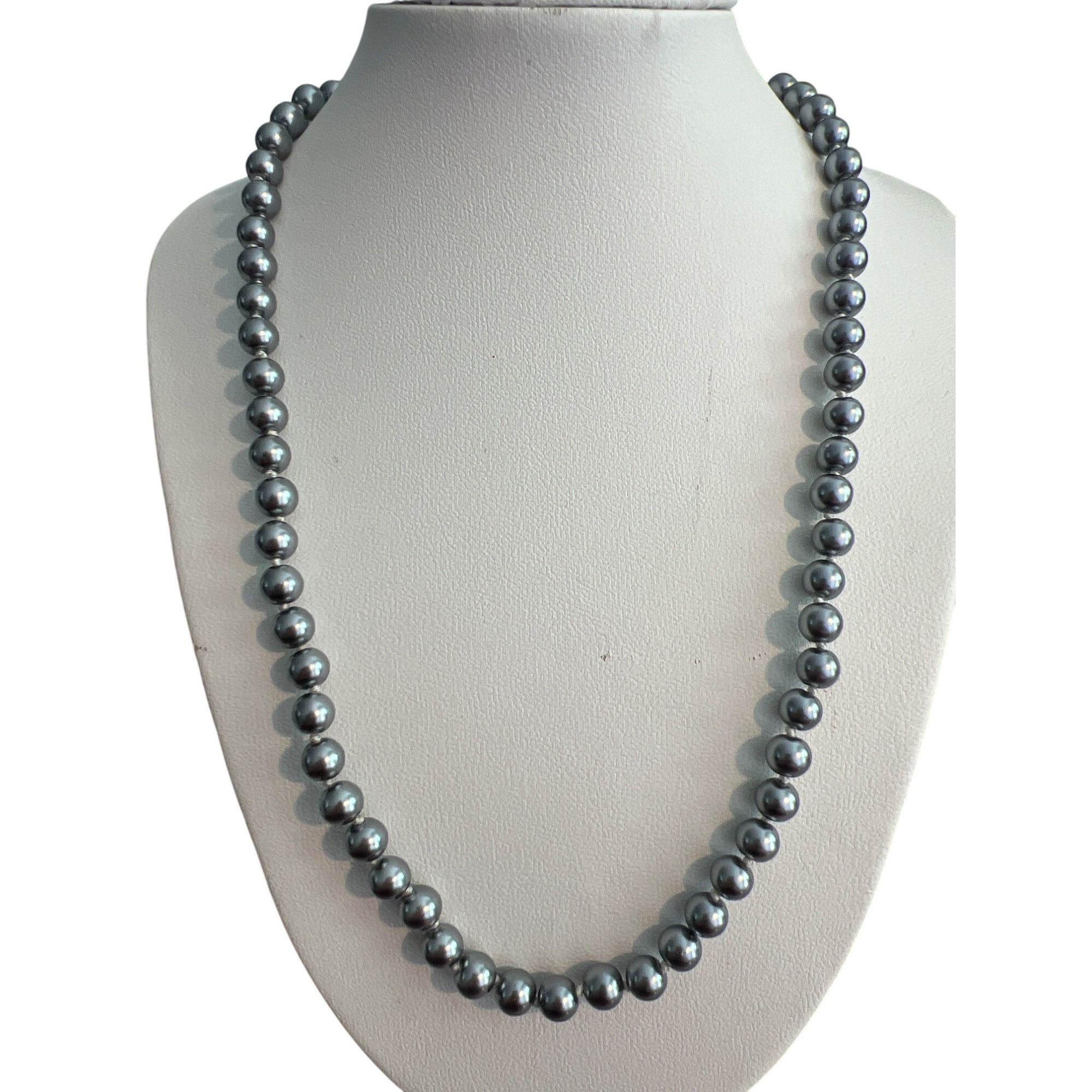 Other Vintage Silver Faux Pearl Necklace Knotted Sterling Silver H Size ONE SIZE - 1 Thumbnail