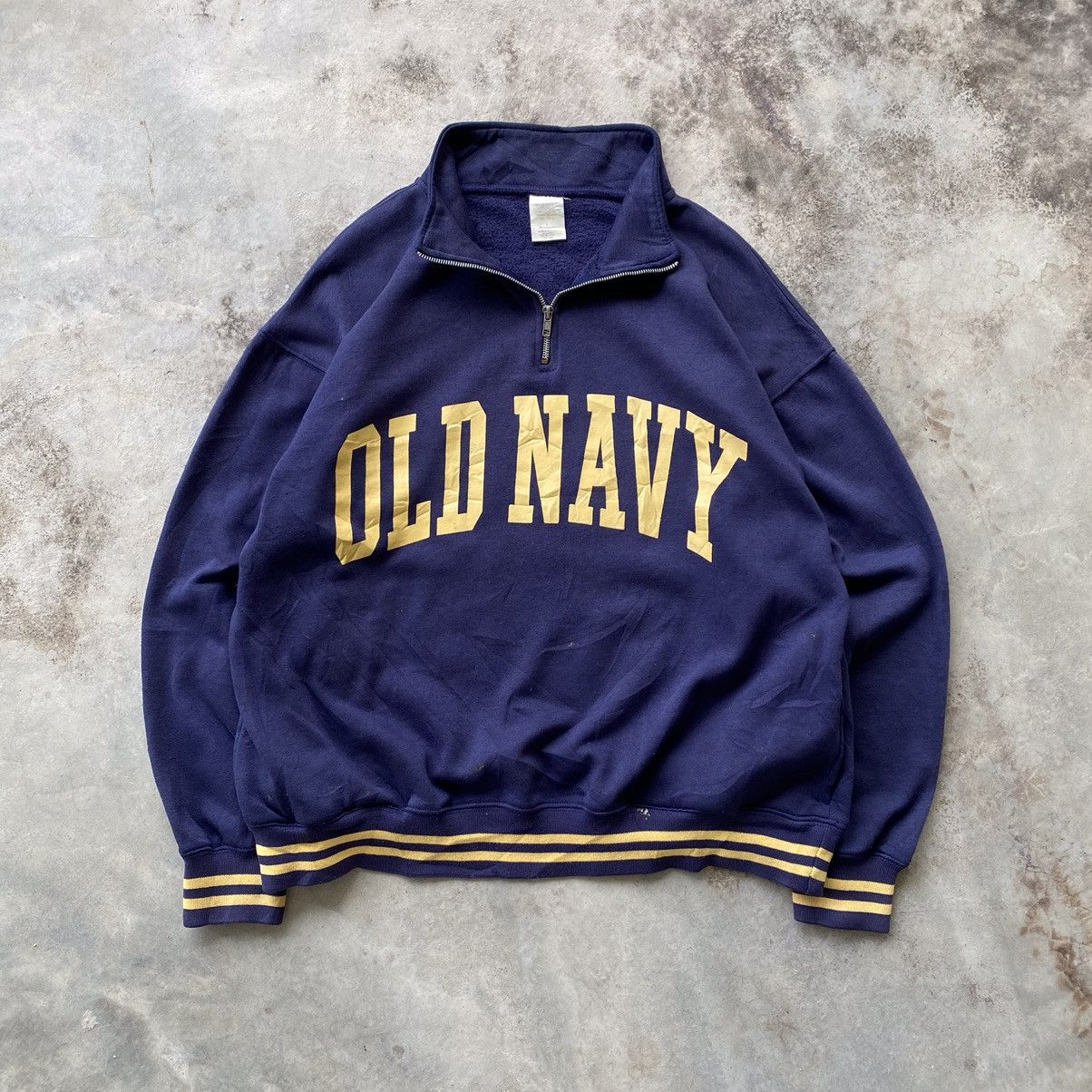 Old Navy × Vintage OLD NAVY Big Spellout Logo Half Zip Sweatshirt Size US L / EU 52-54 / 3 - 1 Thumbnail