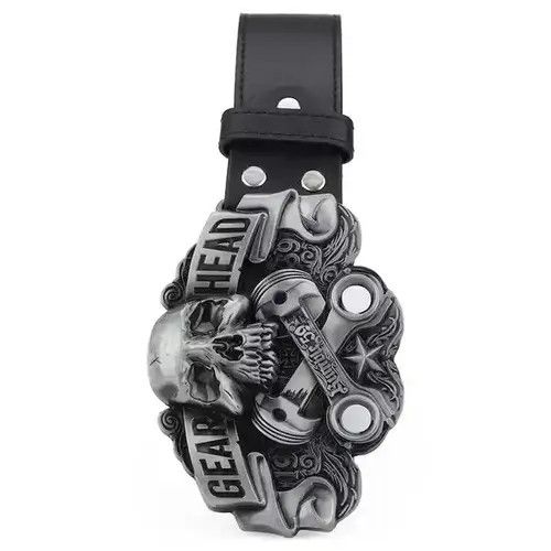 Leather GEAR HEAD Skull Buckle Belt Size ONE SIZE - 2 Thumbnail