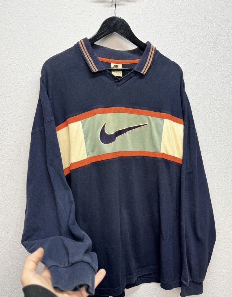 Nike × Vintage Nike Rugby Vintage Sweatshirt Polo Y2K Size US L / EU 52-54 / 3 - 2 Thumbnail