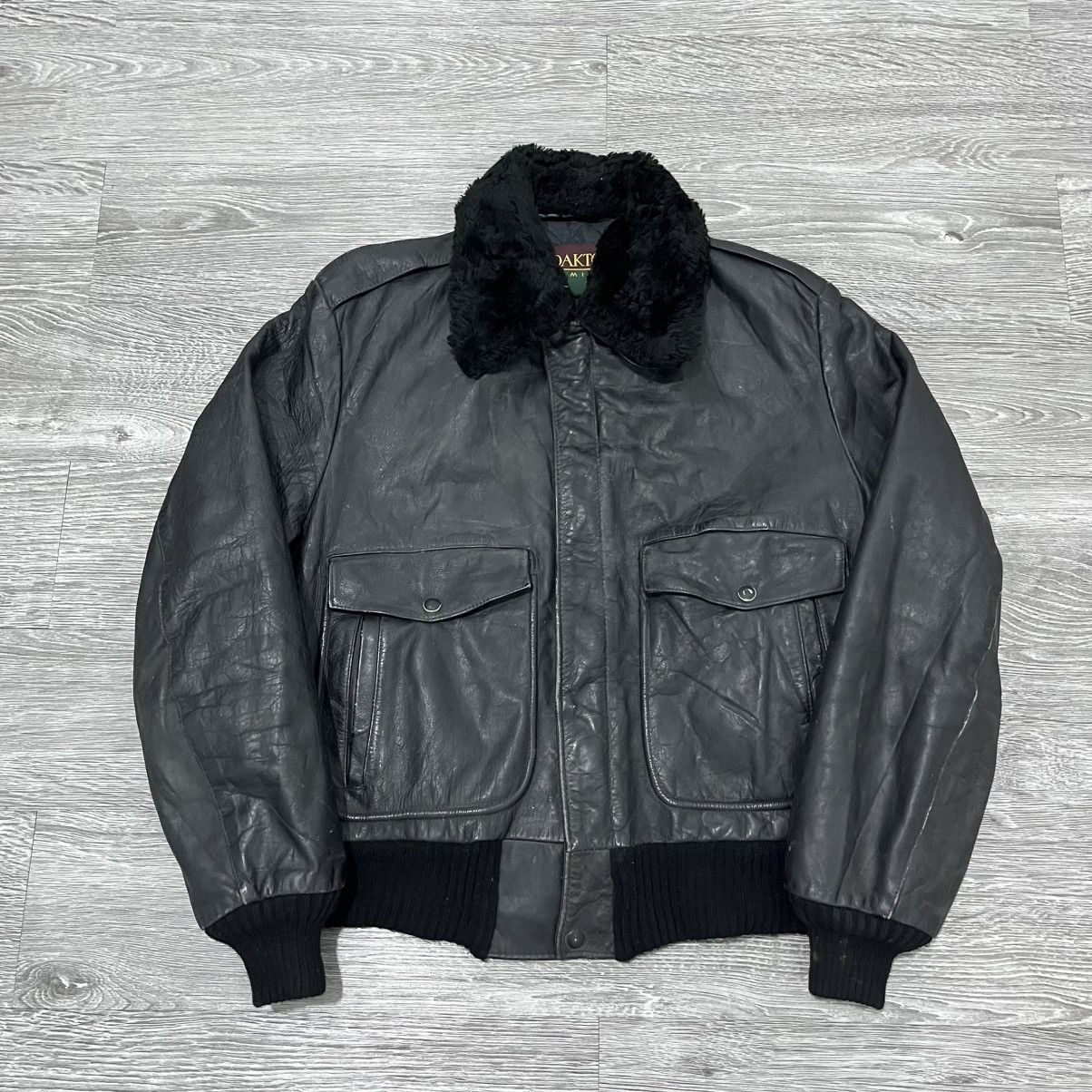 Leather VTG OAKTON LIMITED Bomber Fight Leather Jacket Size US XL / EU 56 / 4 - 1 Thumbnail