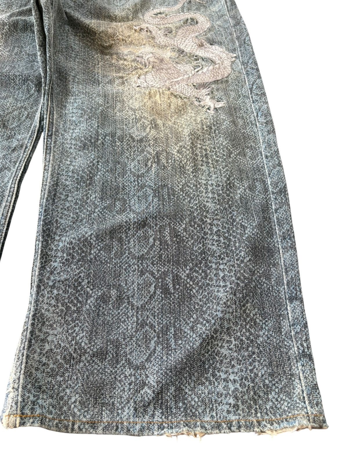 JNCO Vintage Japanese Karakuri Dragon Skin Embroidery Jeans Size US 44 / EU 60 - 7 Thumbnail