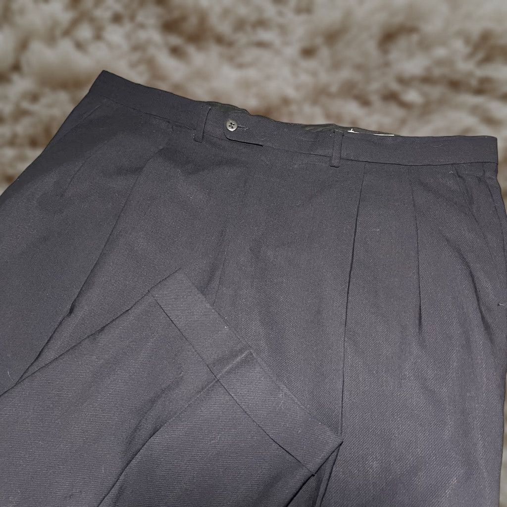 VINTAGE Ermenegildo Zegna Dress Pants Mens 40x30 Wool Pleated Cuffed Italy Dress Pants Men 40 Black Zegna Sport / Sartoria Casual