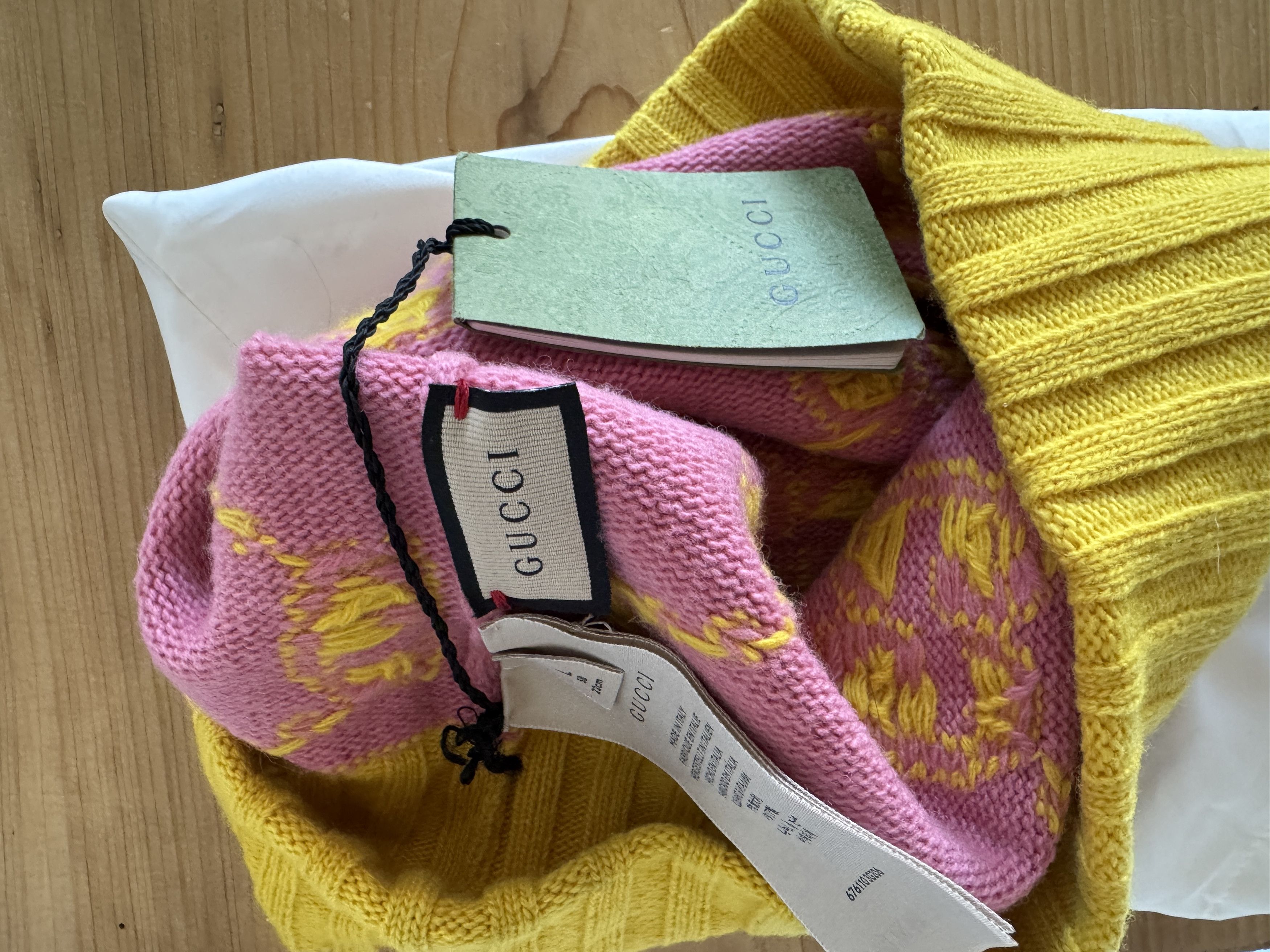 Gucci GUCCI Pink/Red Wool GG Beanie Size ONE SIZE - 10 Thumbnail