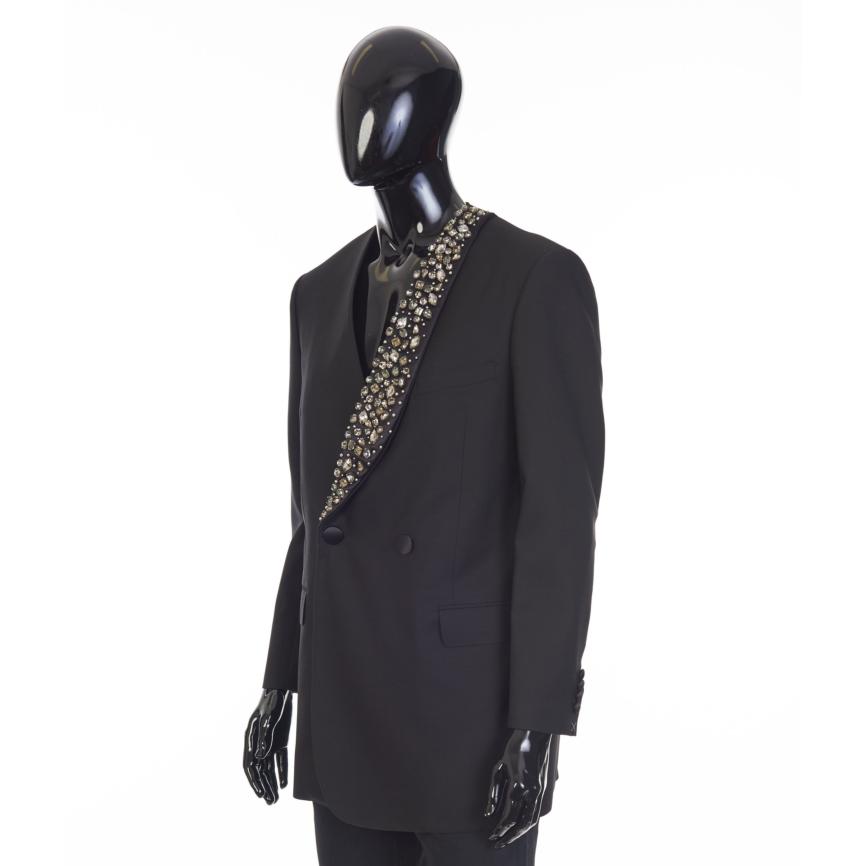 Celine Boxy Tux Jacket - Stone/Stud Embroidery, Grain De Poudre Size 38R - 2 Thumbnail