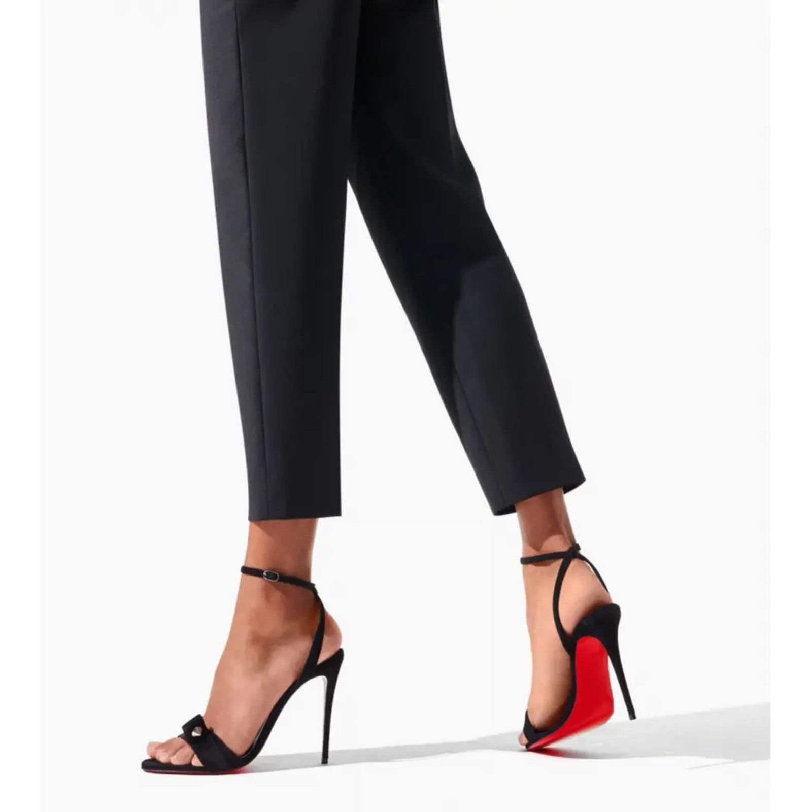 Christian Louboutin Umberta 100 Black Suede Ankle Strap Sandal Heel Pump 41 Size US 11 / IT 41 - 5 Thumbnail