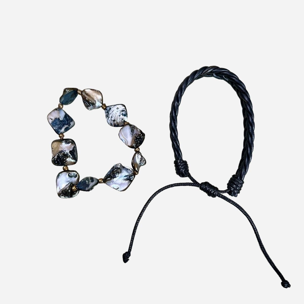 Handmade Two Bracelet Combo Leather Shell Unisex Adjustable Size Size ONE SIZE - 6 Thumbnail