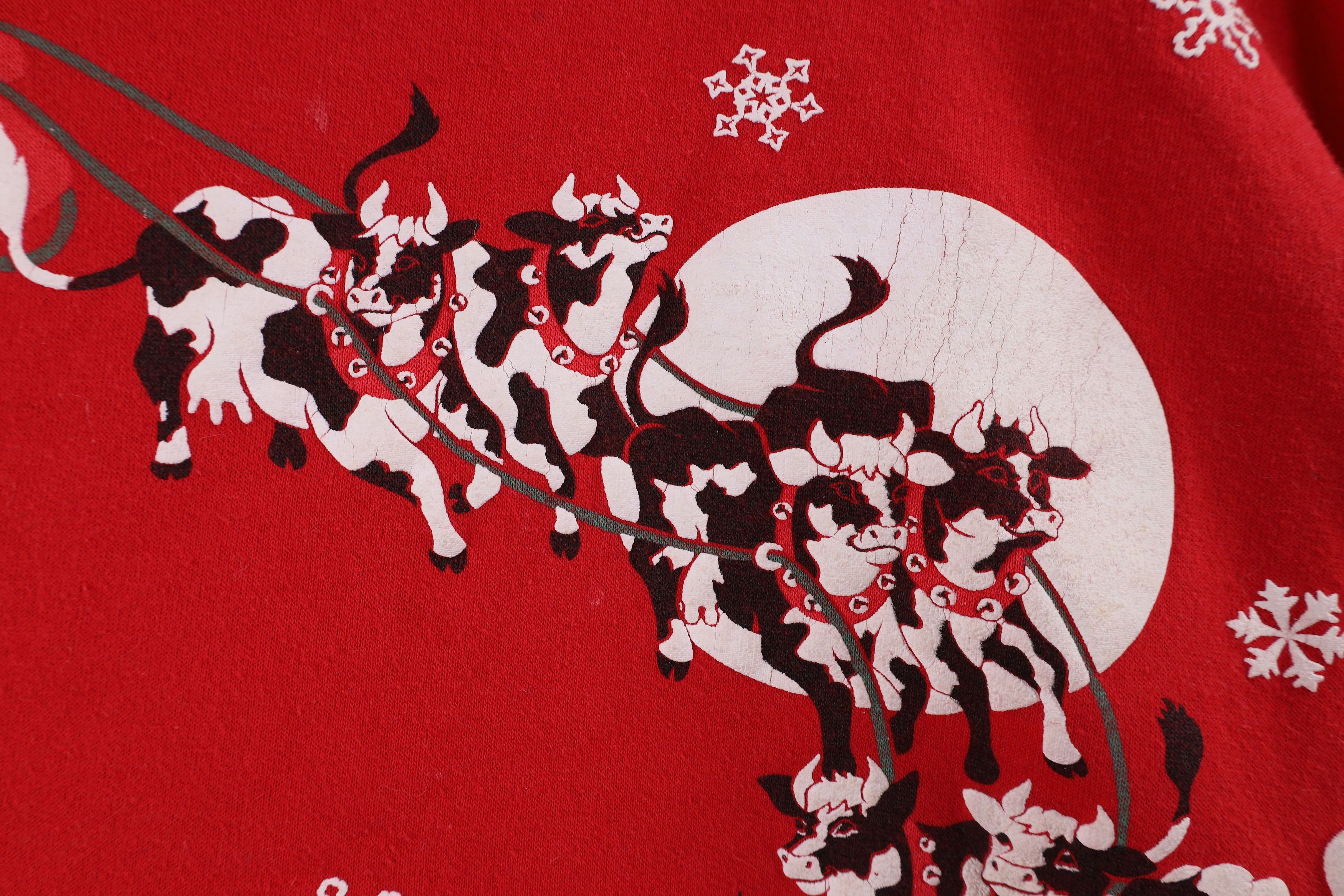 Vintage Vintage 90s Streetwear Christmas Bear Cow Sweatshirt USA Size XL / US 12-14 / IT 48-50 - 6 Thumbnail