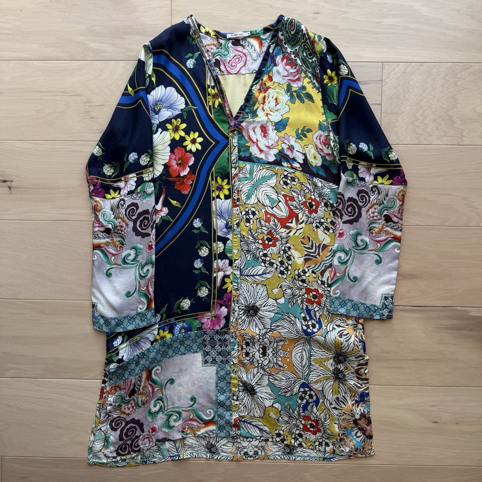 Designer × Johnny Was Johnny Was Silk Cardigan Women's Medium Multicolor Art Size M / US 6-8 / IT 42-44 - 2 Thumbnail