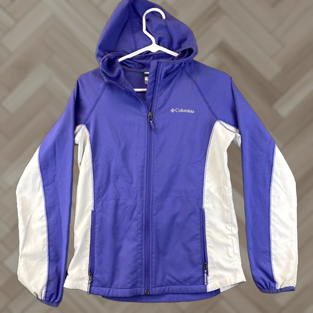 Vintage Columbia Jacket Womens Large Purple Hooded Outdoor Zip Windbreaker Ladies 83-27 / 83-27 Size L / US 10 / IT 46 - 1 Thumbnail