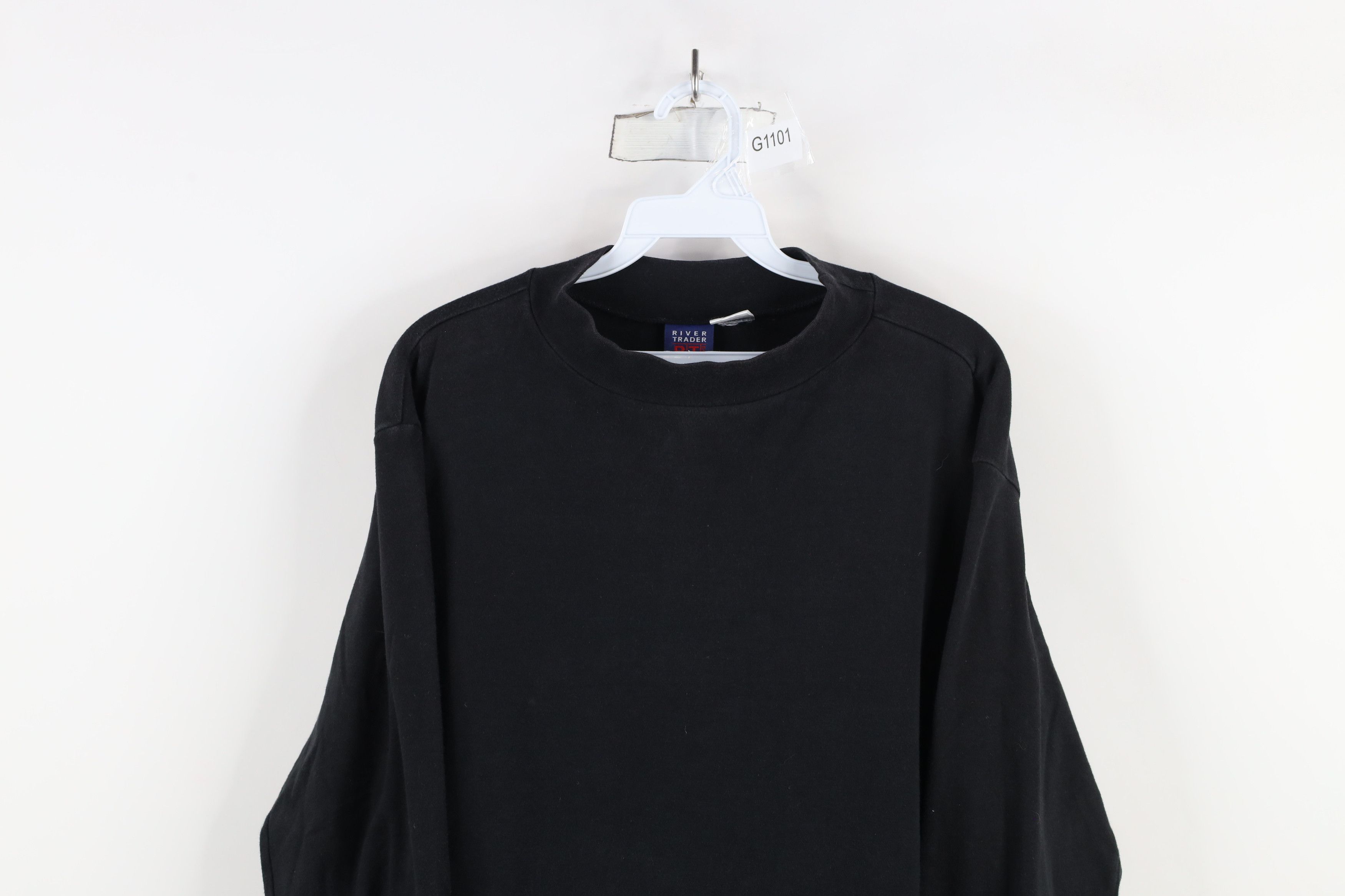 Vintage Vintage 90s Streetwear Mock Neck Long Sleeve T-Shirt Black Size XL / US 12-14 / IT 48-50 - 2 Thumbnail