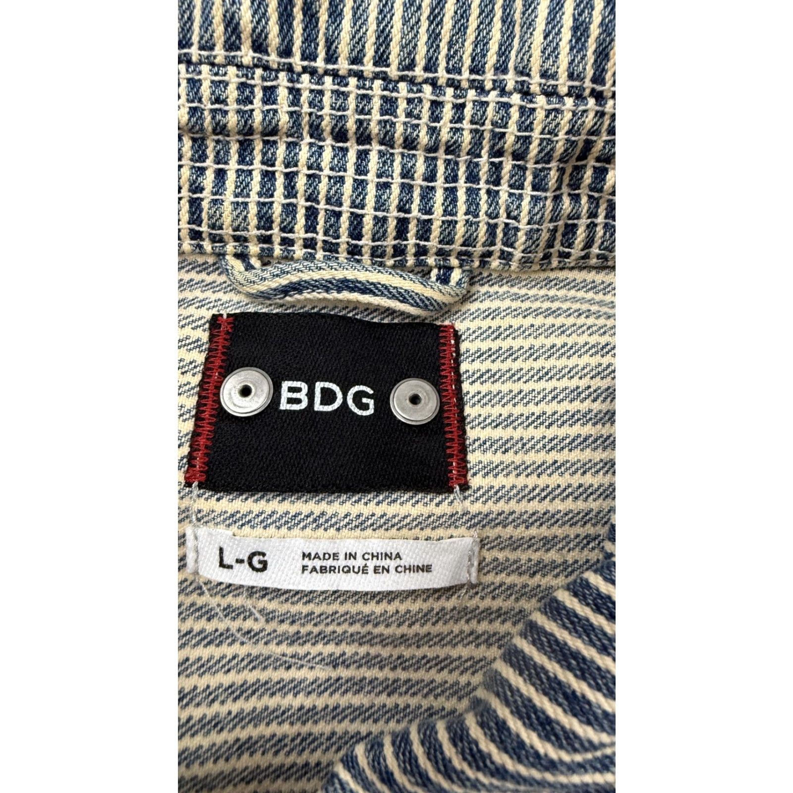 Bdg BDG Jacket Womens Large Blue Stripe Denim Chore Workwear Zip Pockets Cotton Size L / US 10 / IT 46 - 5 Thumbnail
