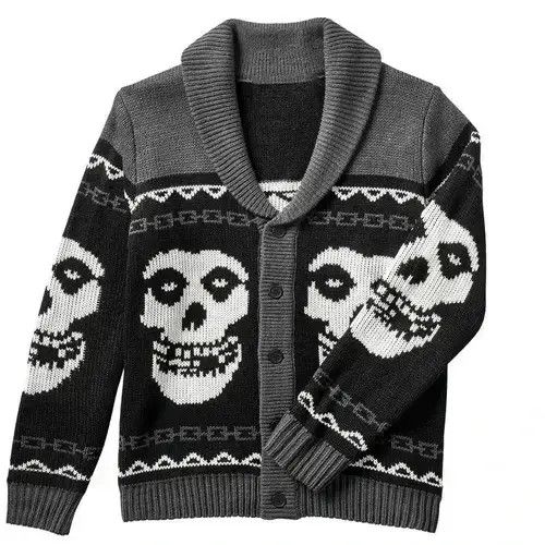 VIBE Gothic Ghost Pattern Sweater Knit Top Loose Long Size US M / EU 48-50 / 2 - 3 Thumbnail
